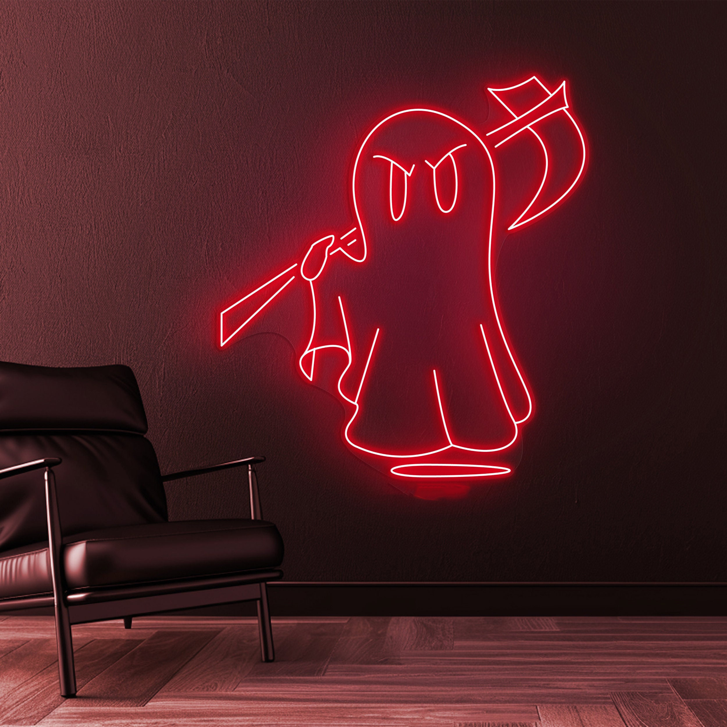 Anime Ghost Neon Sign, Grim Reaper Neon Art, Ghost Neon Light, Led Wall Art, Anime Neon Sign, Halloween Decor, Home Decor, Anime Ghost Sign