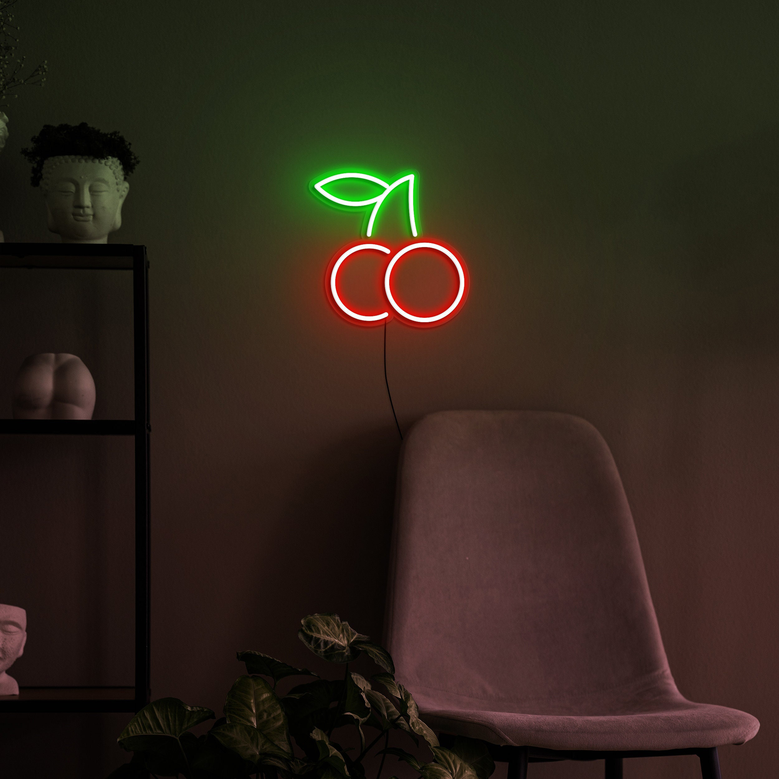 Cherries Neon Sign, LED Wall Decor, Cherries Lights for Kids Room, Restaurant, Bar, Cherries Neon Lights for Game Room, Party, Fruit Decor