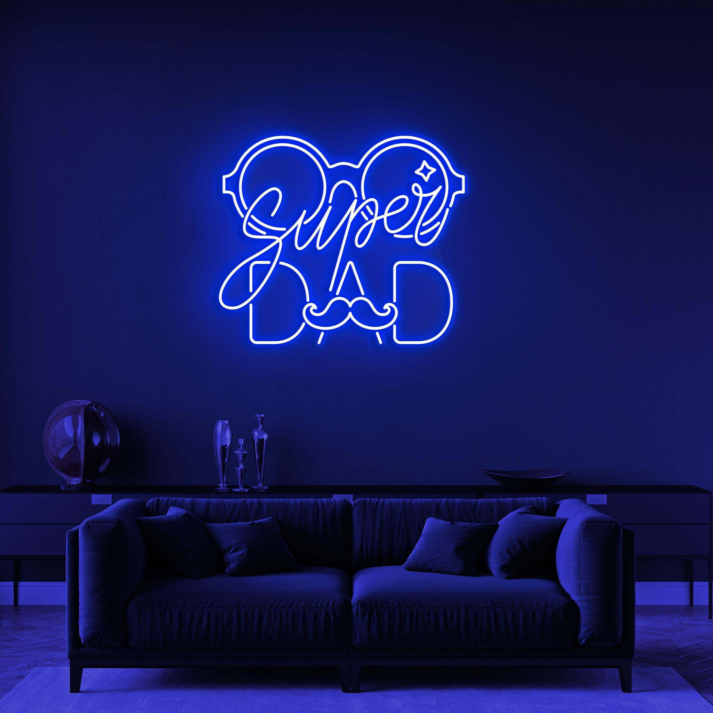 Super Dad Neon Sign, Super Dad LED Light, Moustache Dad Neon Art, Glasses Dad Sign, Home Wall Decor, Father Love Sign, Father's Day Gift