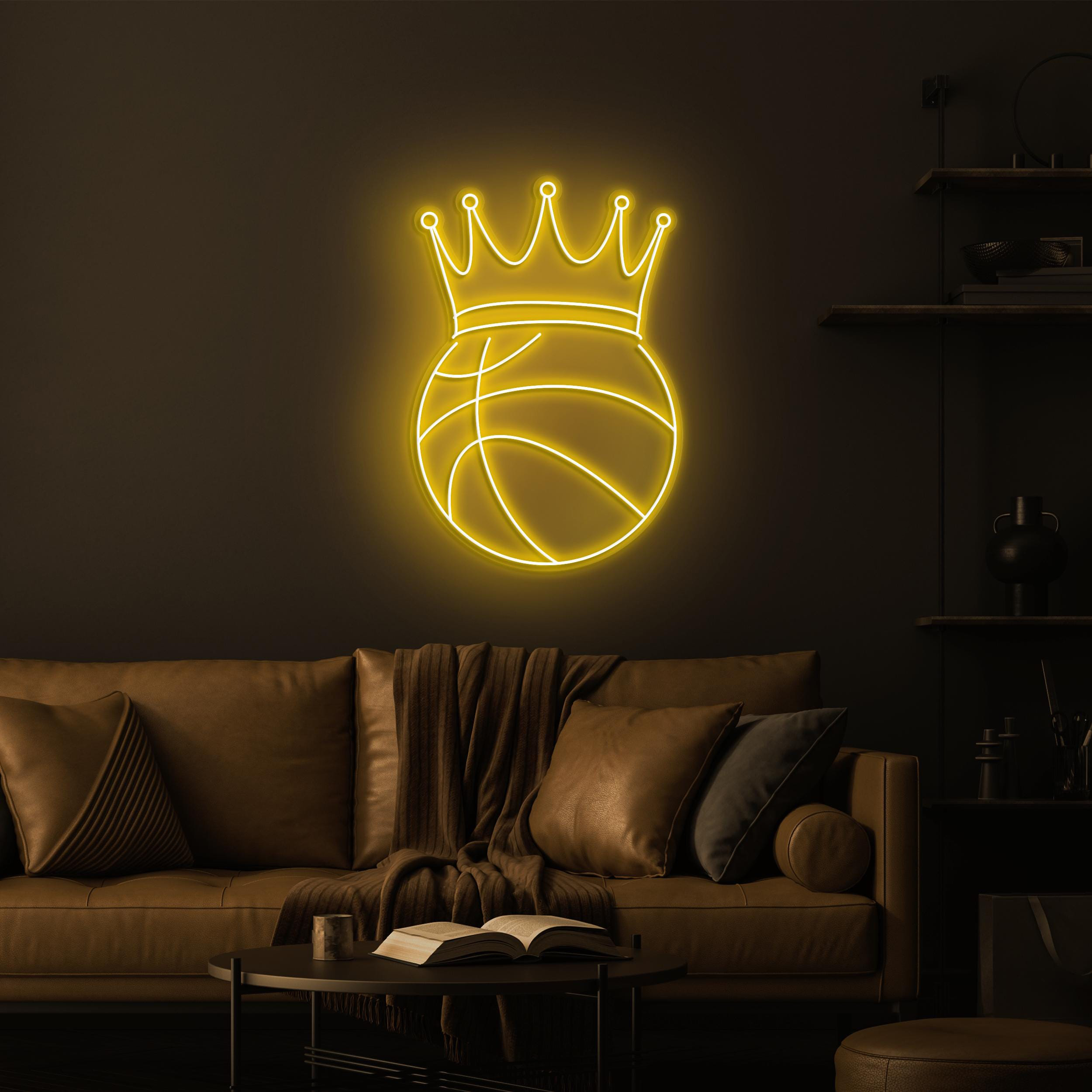 Basketball with Crown Neon Sign, Basketball with Crown LED Light, Champion LED Neon Art, Sports Event Decor, Game Room Art, Sports Shop Art