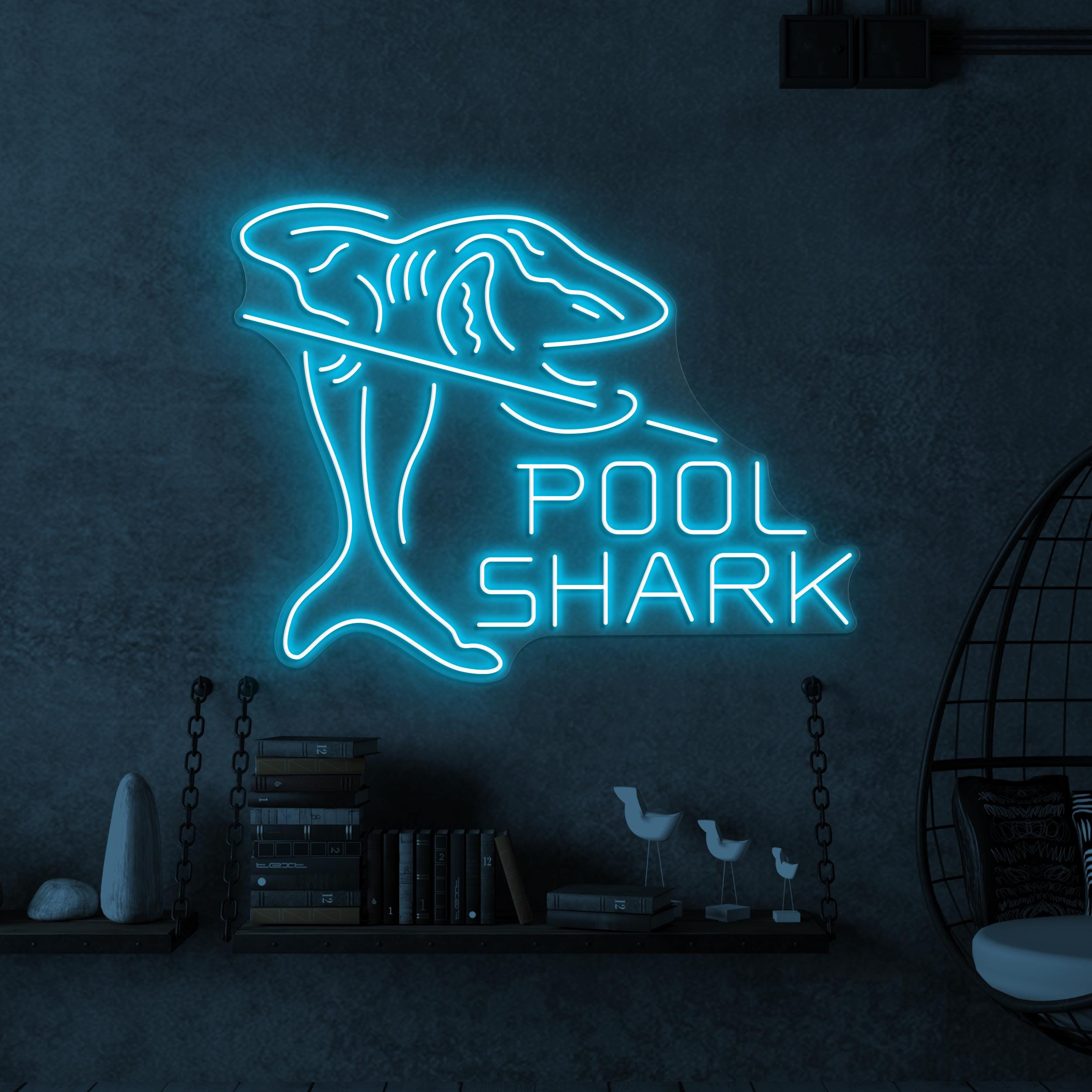 Shark Neon Sign, Pool Shark LED Light, Ocean Shark Neon Sign, Billiard Wall Decor, Kids Room Wall Art, Fish Shop Decor, Sea Food Restaurant