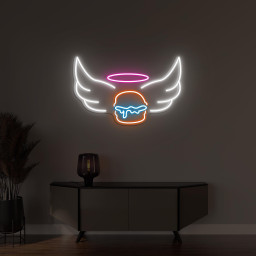 Burger Neon Sign, Angel Burger LED Light, Fast Food Restaurant Decor, Custom Neon Sign, Burger Shop Wall Art, Burger Party Wall Decor, Gift