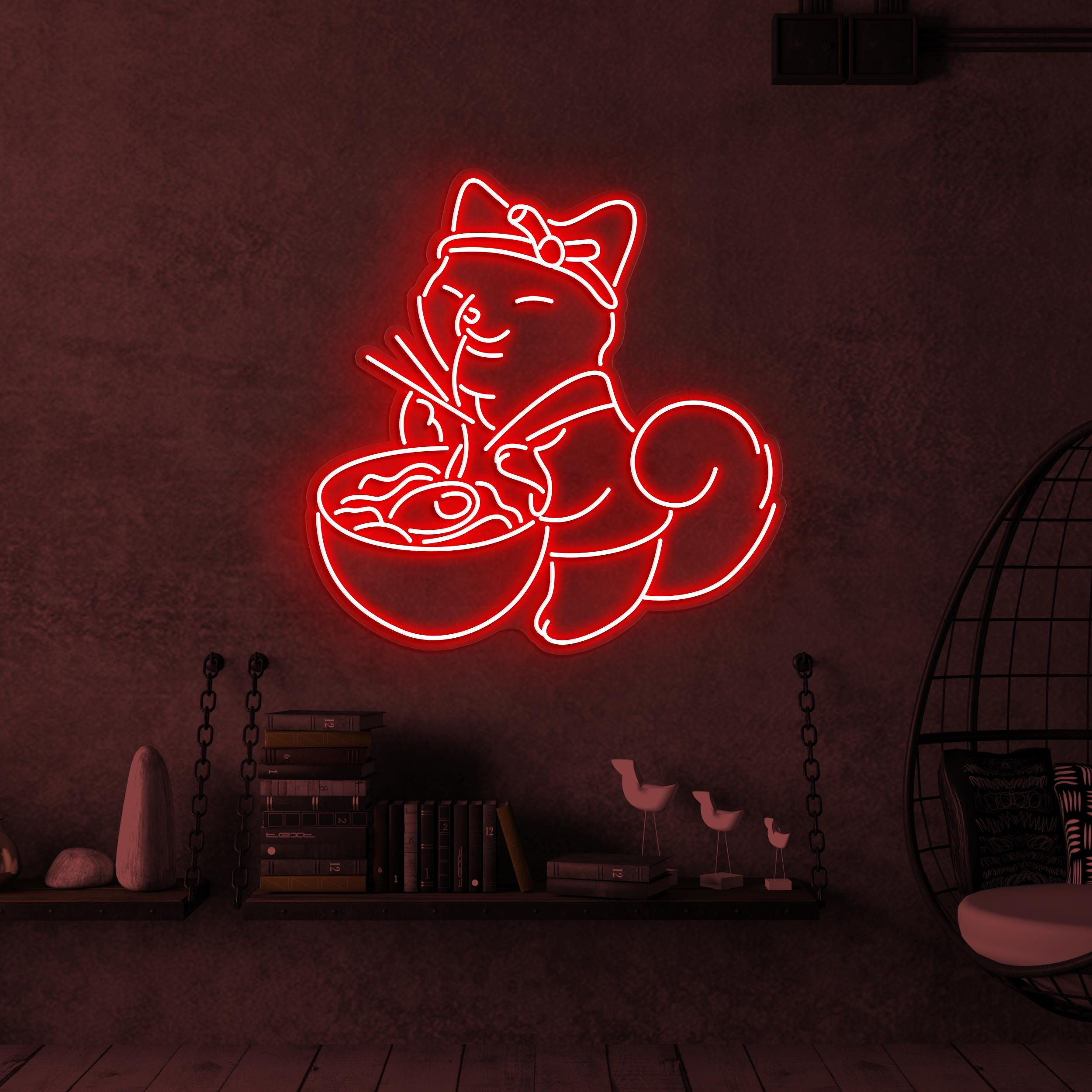 Ramen Cat Neon Sign, Cat Ramen LED Light, Japanese Restaurant Wall Decor, Noodle With Cat Neon Sign, Kids Room Wall Art, Lucky Cat Led Sign