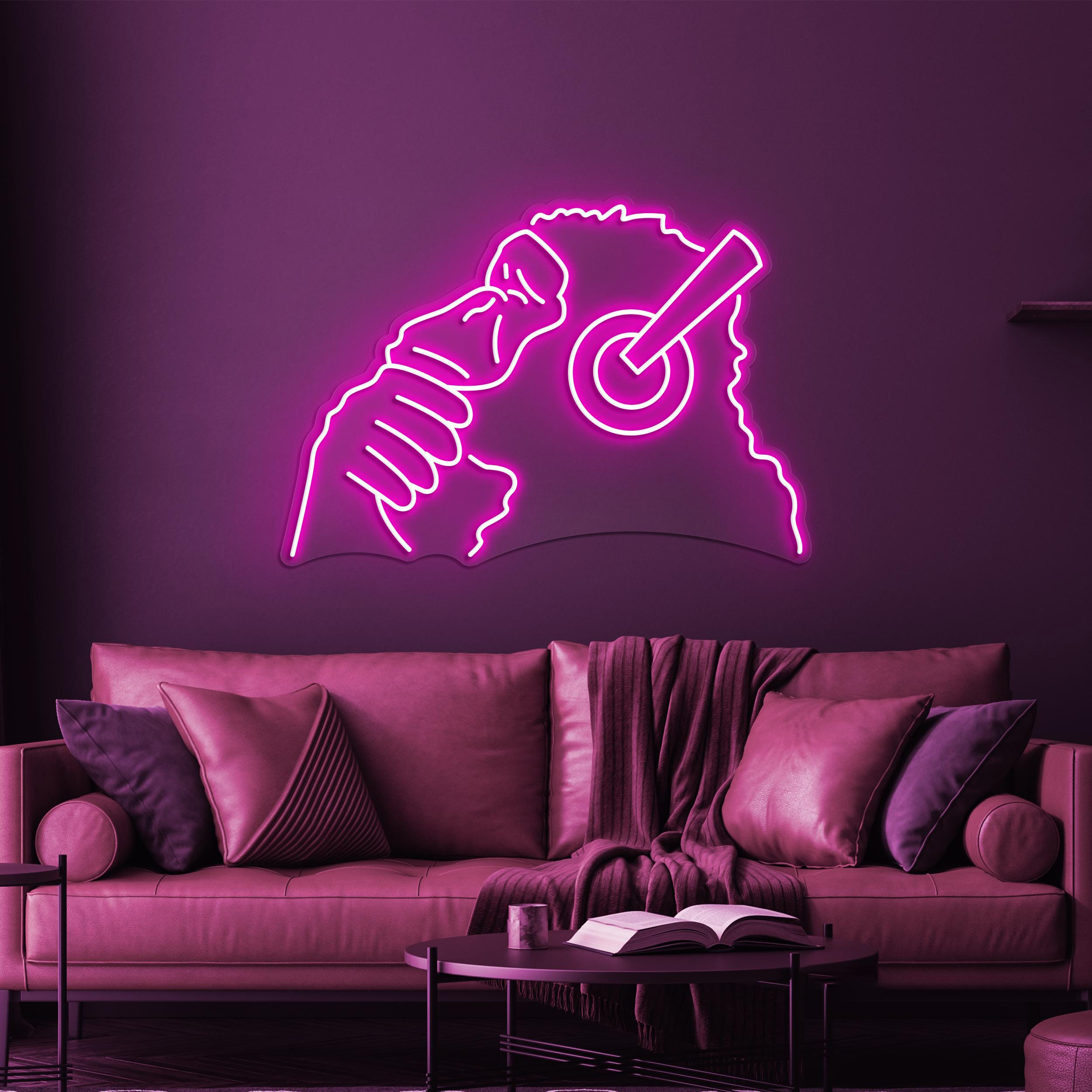 Monkey with Headphones Neon Sign, Monkey Headphones LED Light, Gorilla Wall Decor, Gorilla with Headphones Neon Art, Music Club Wall Art