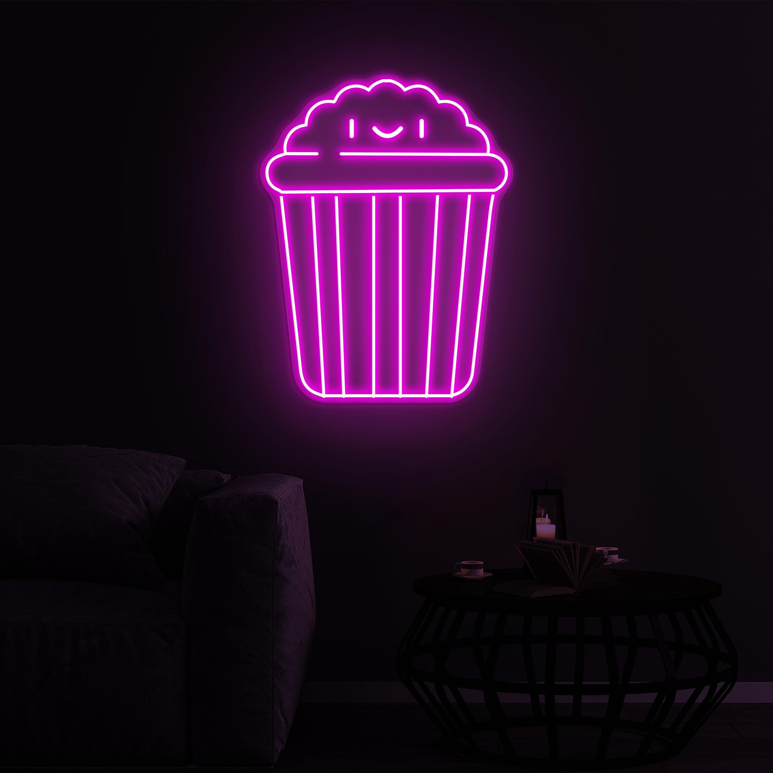Popcorn Face Neon Sign, Popcorn LED Sign, Popcorn Face LED Neon Art, Home Wall Decor, Cinema Food Bar Decor, Movie Time Light, Snack Bar Art