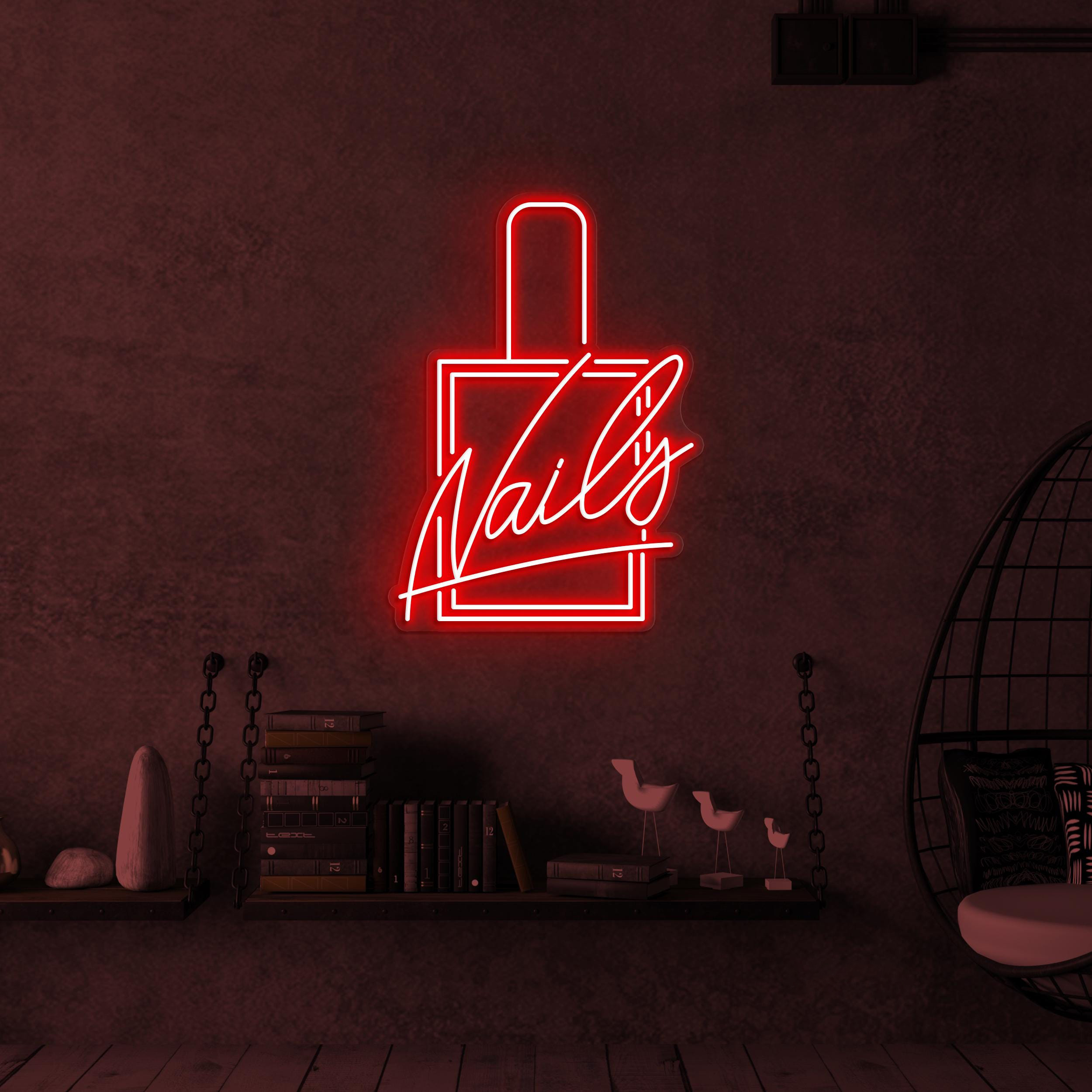 Nails Neon Sign, Nails LED Light, Nail Polish Wall Decor, Nail Logo Wall Art, Beauty Salon Decor, Nail Artist Home Decor, Nail Salon Sign