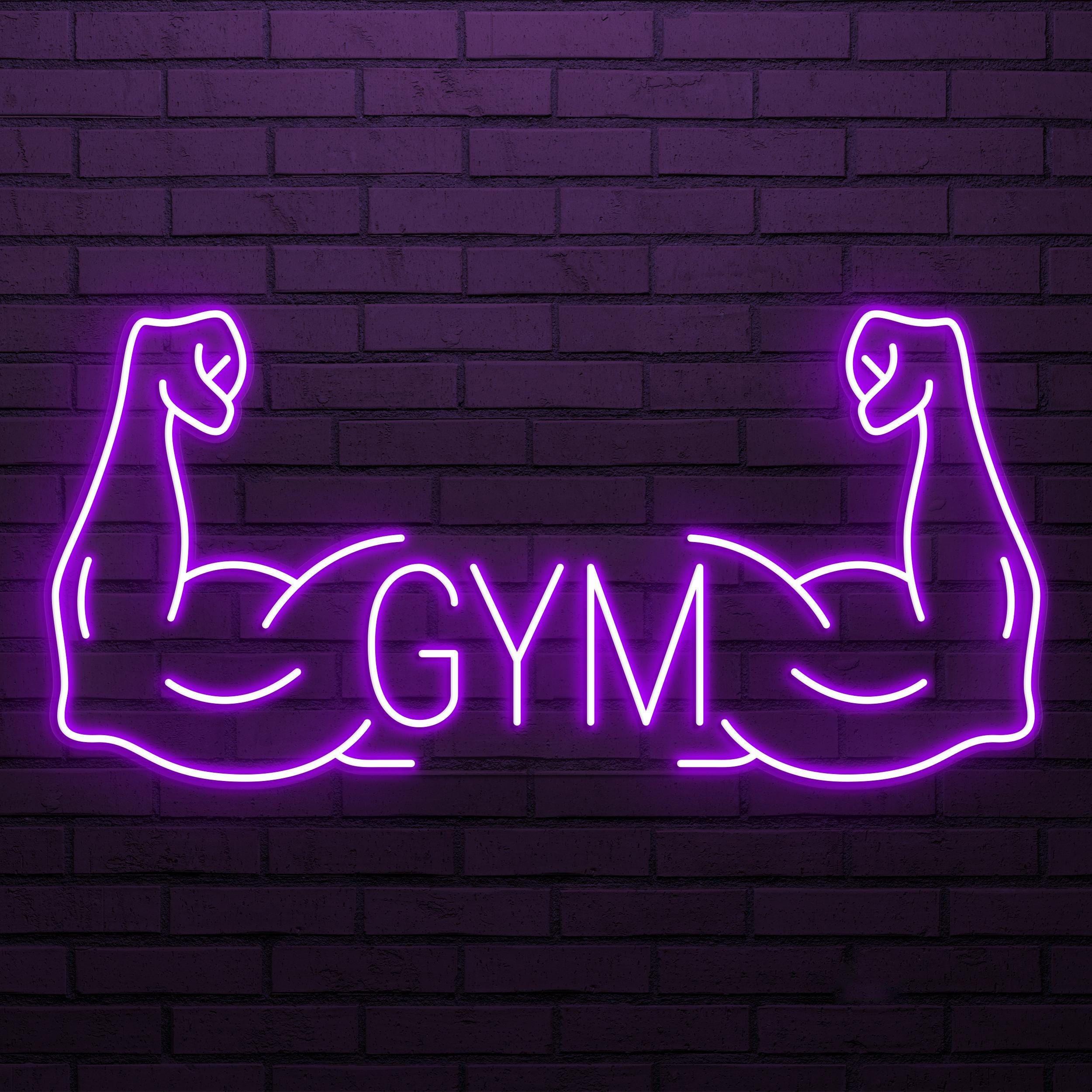 Gym Neon Sign, Gym LED Light, Dual Muscle Wall Decor, Fitness Room Wall Art, Bodybuilder Neon Light, Muscle Arms Wall Light, Exercise Decor
