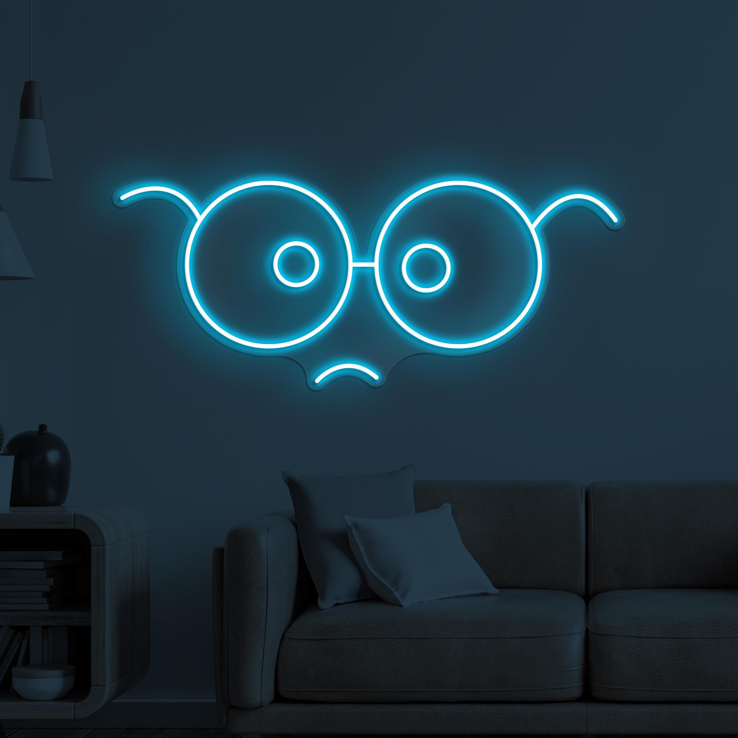 Glasses Face Neon Sign, Glasses Emoji LED Light, Sad Glasses Wall Decor, Led Neon Light, Kids Room Neon Sign, Glasses Shop Wall Decor, Gift