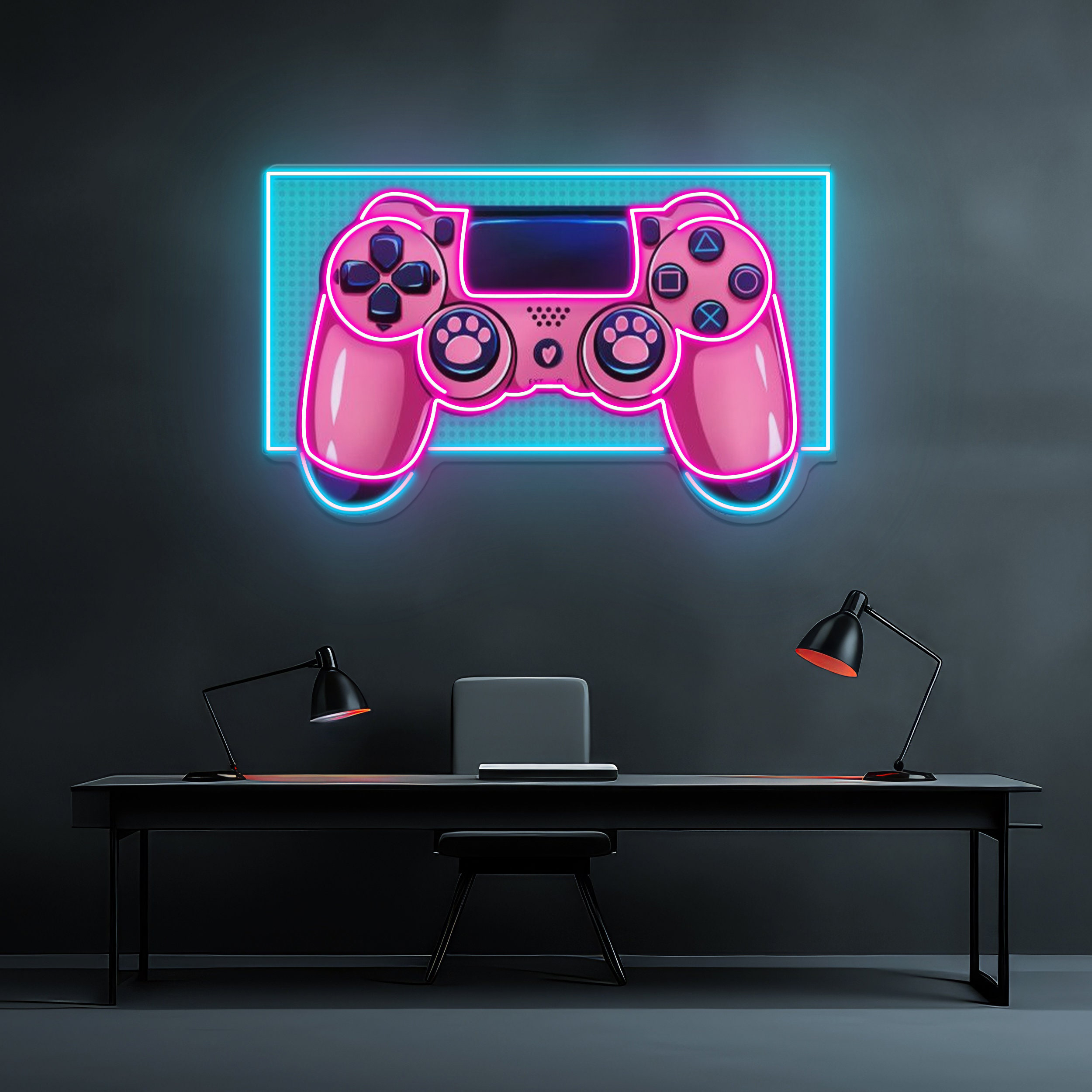 Gamepad Controller UV Neon Light, Gaming Wall Art Decor, Gamepad Light for Game Rooms, Gamer Gift, Game Controller Neon Sign, Bedroom Decor