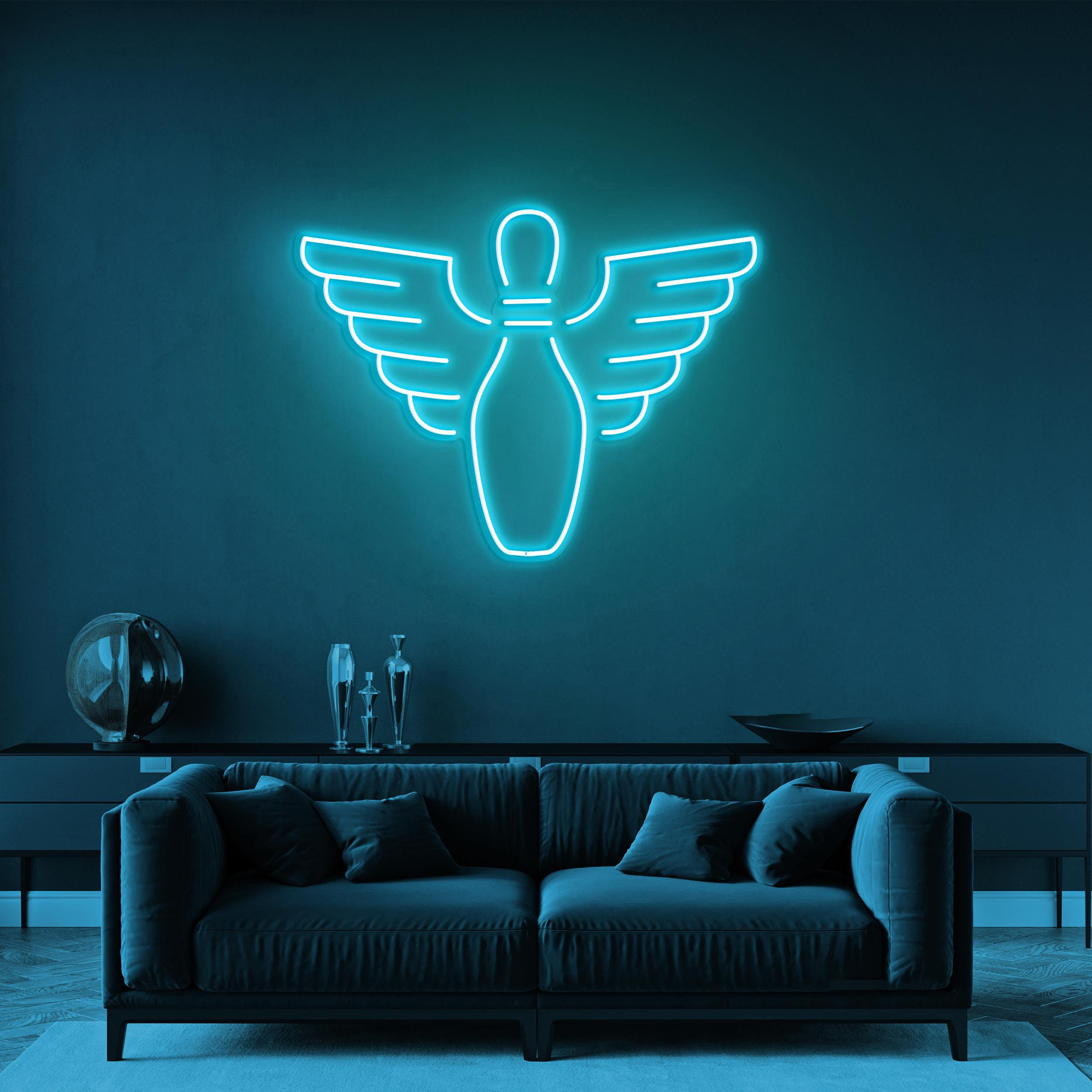 Bowling Pin With Wings Neon Light, LED Neon Sign, Game Room Decor, Bowling Alley Decor, Sports Fans Gift, Neon Wall Art, Custom Neon Sign