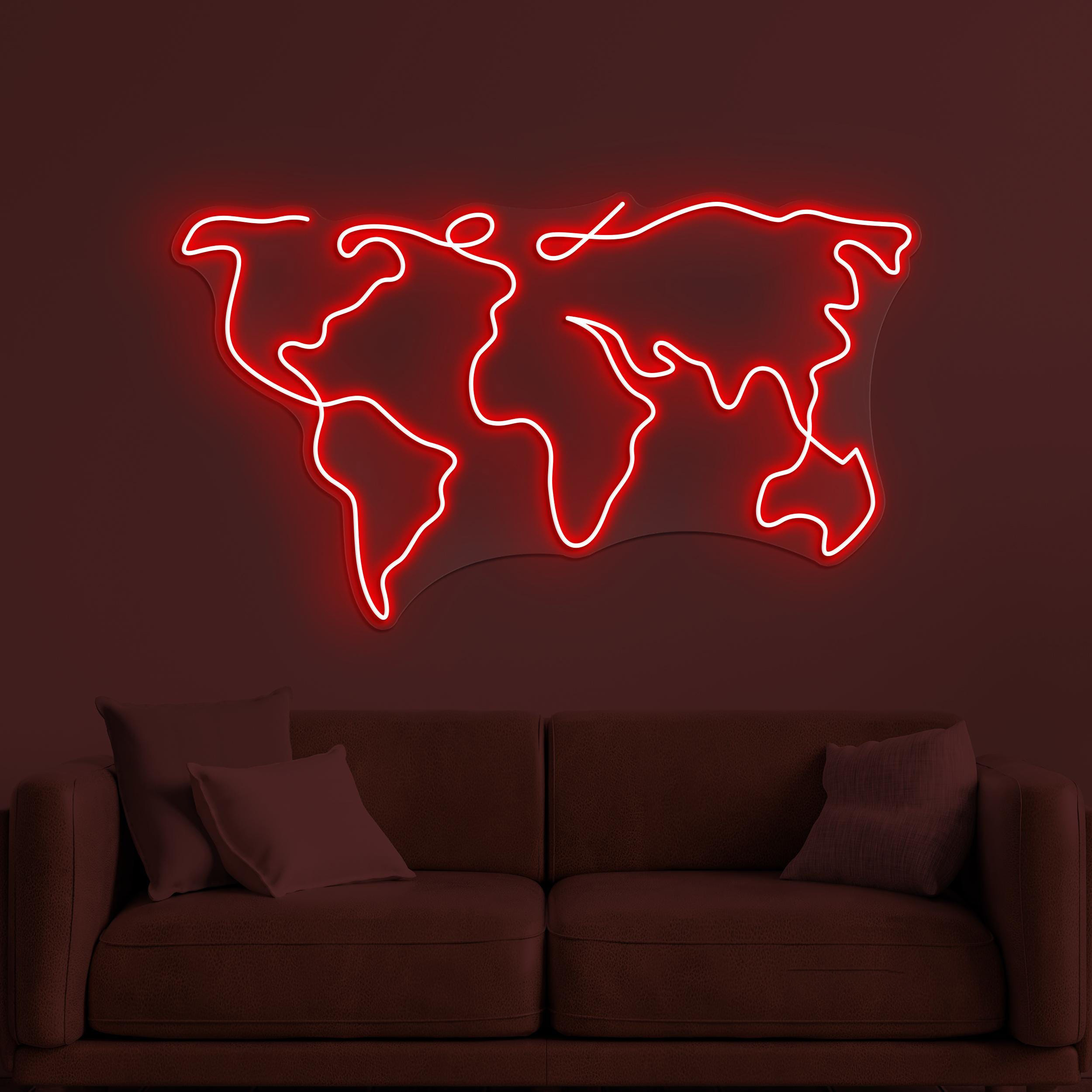 World Map Neon Sign, World Map LED Light, Office Wall Decor, Travel Agency Wall Art, Adventure Neon Light, Global Wall Art, World Led Sign