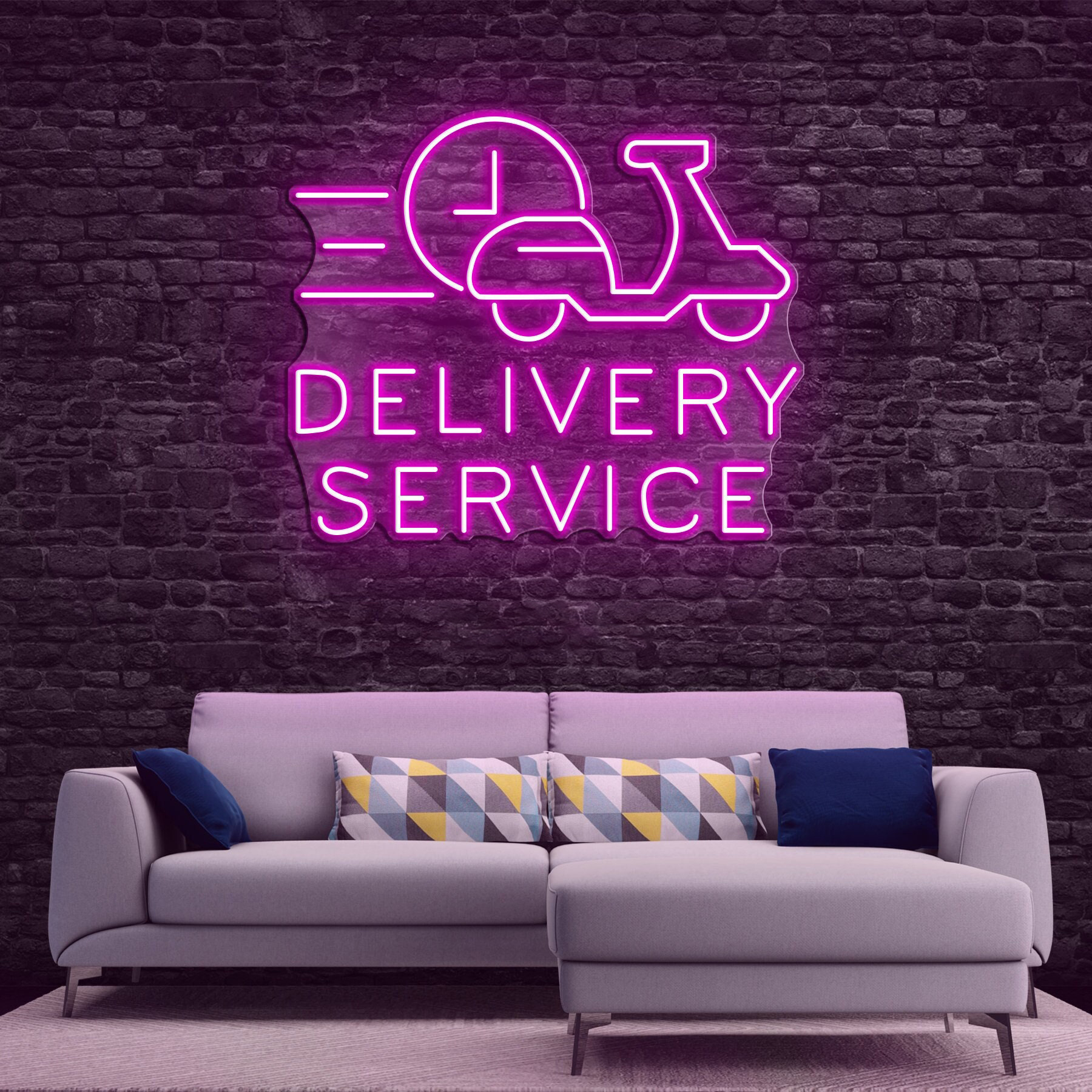 Delivery Service Neon Sign, LED Wall Art for Shops and Restaurants, Eye-Catching Neon Light Display, Advertising Banner Sign,Shop Wall Decor