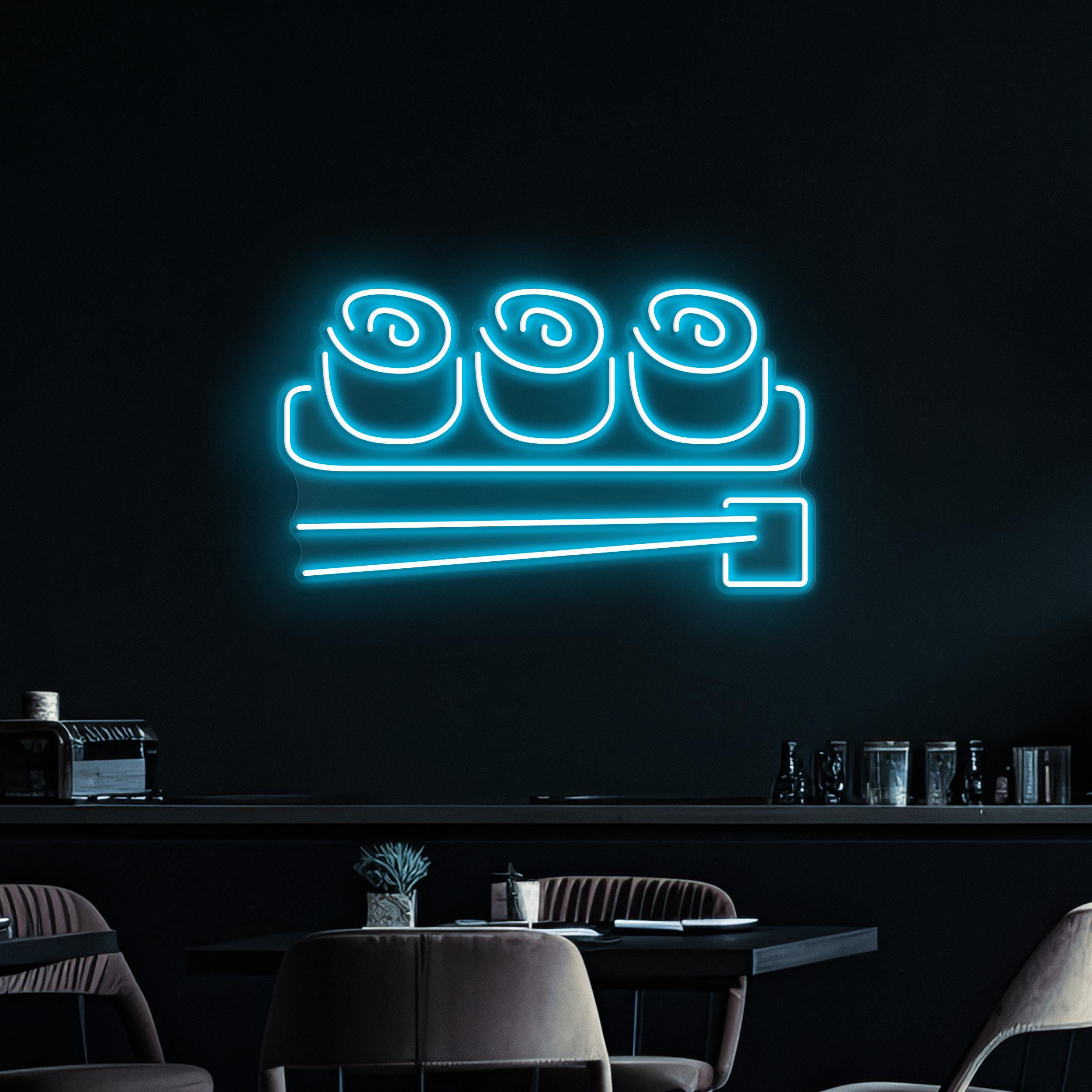 Sushi Neon Sign, Sushi LED Light, Japanese Food Wall Decor, Kawaii Food Wall Art, Japanese Restaurant Neon Light, Cafe and Bar Neon Decor