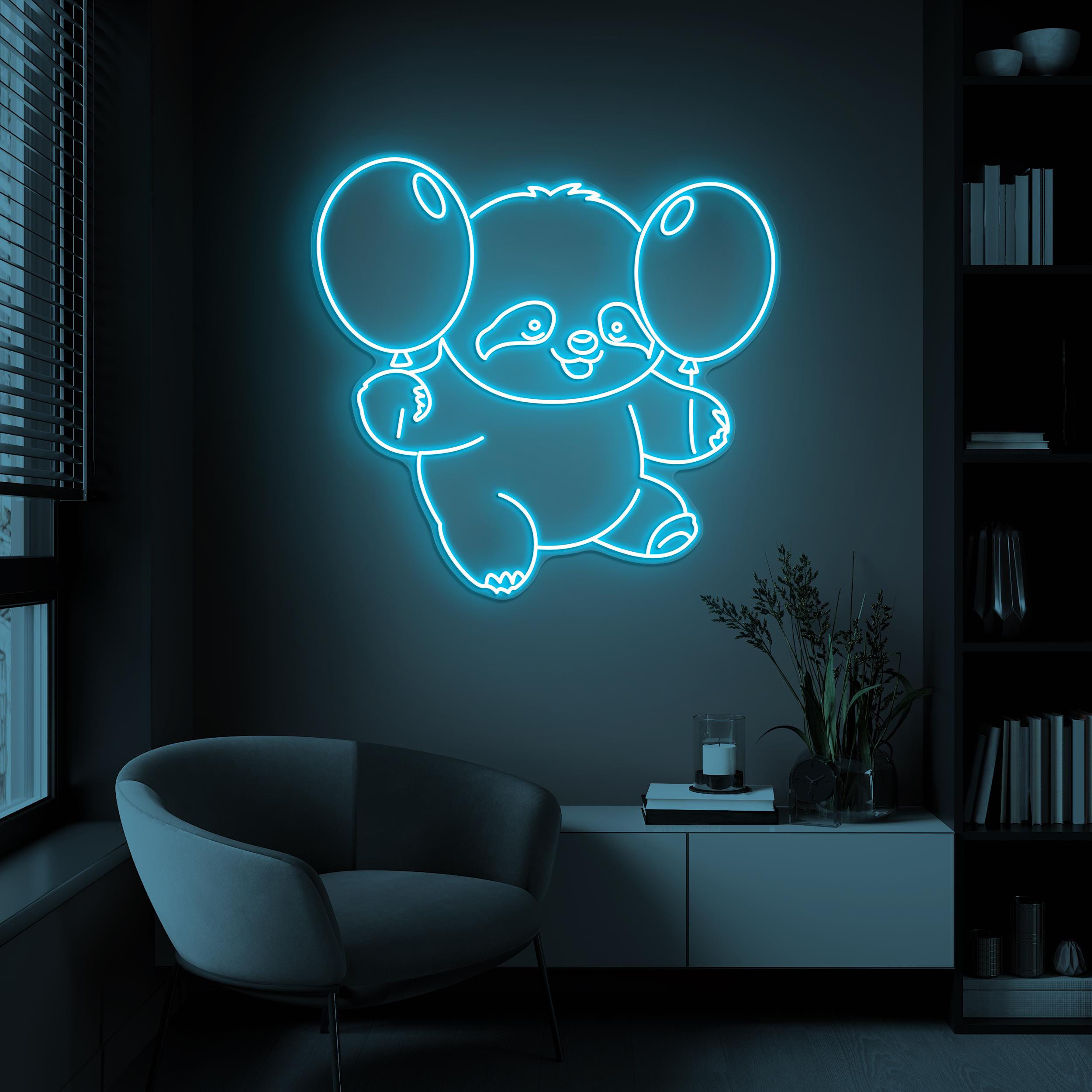 Baby Sloth With Balloon Neon Sign, Sloth With Balloons LED Light, Sloth Wall Decor, Kids Game Zone Decor, Toy Shop Wall Decor, Party decor