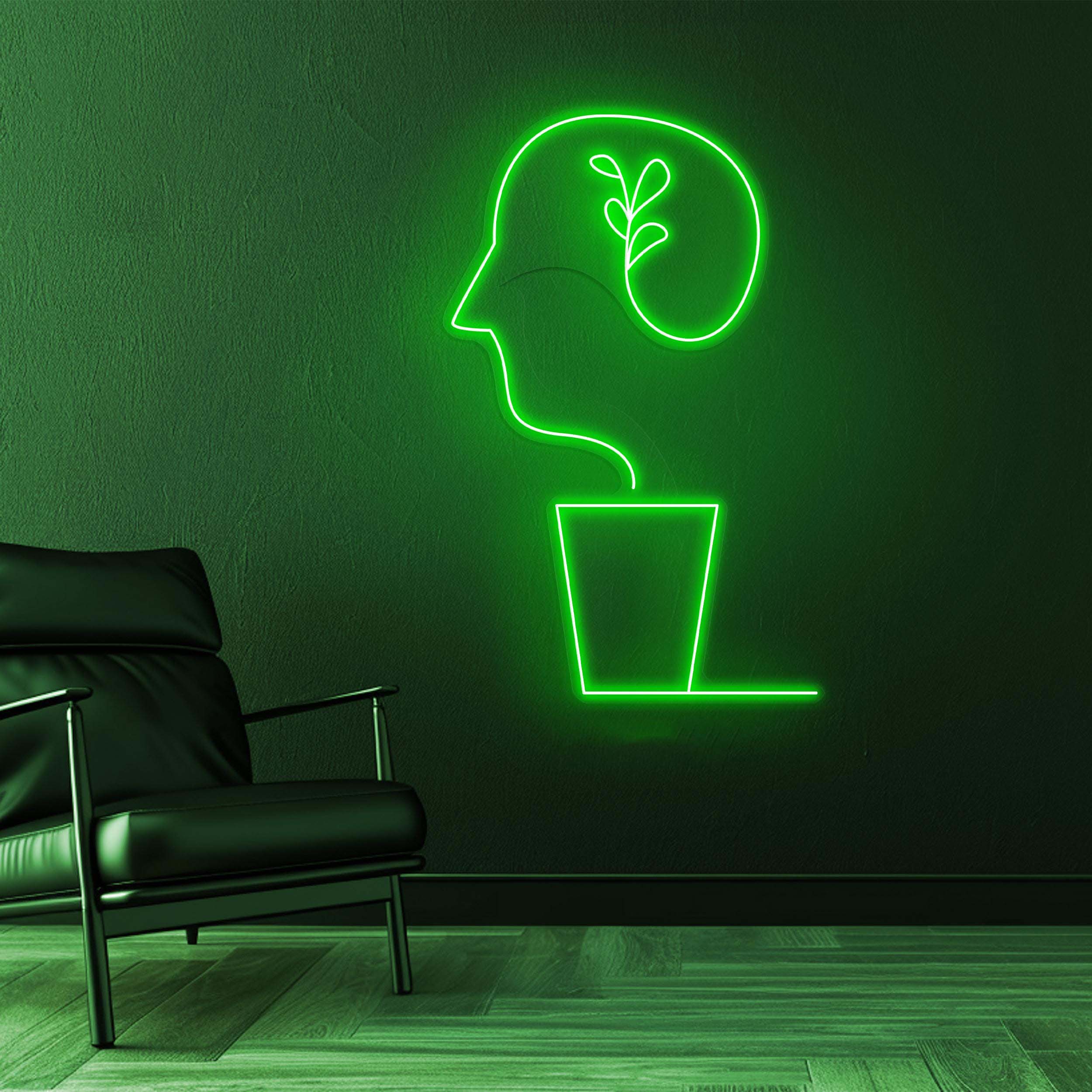 Head with Plant Neon Sign, Head with Plant LED Light, Growing Mind Neon Light, Office Wall Decor, Home Wall Art, Plant Neon Sign, Gift idea