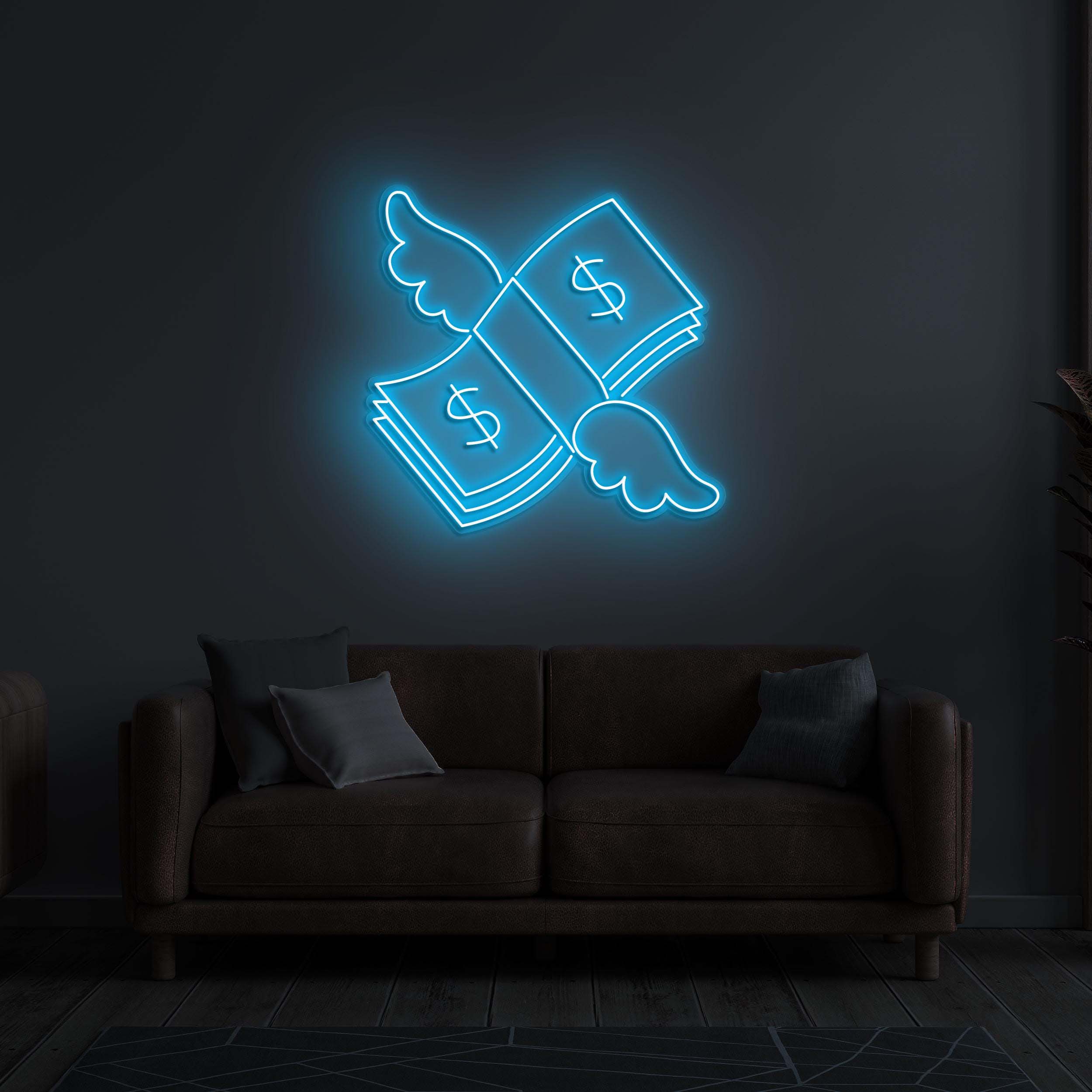 Flying Cash Neon Sign, Cash LED Light, Flying Money LED Neon Art, Bar and Game Room Decor, Custom Cash Neon Sign, Home or Business Decor
