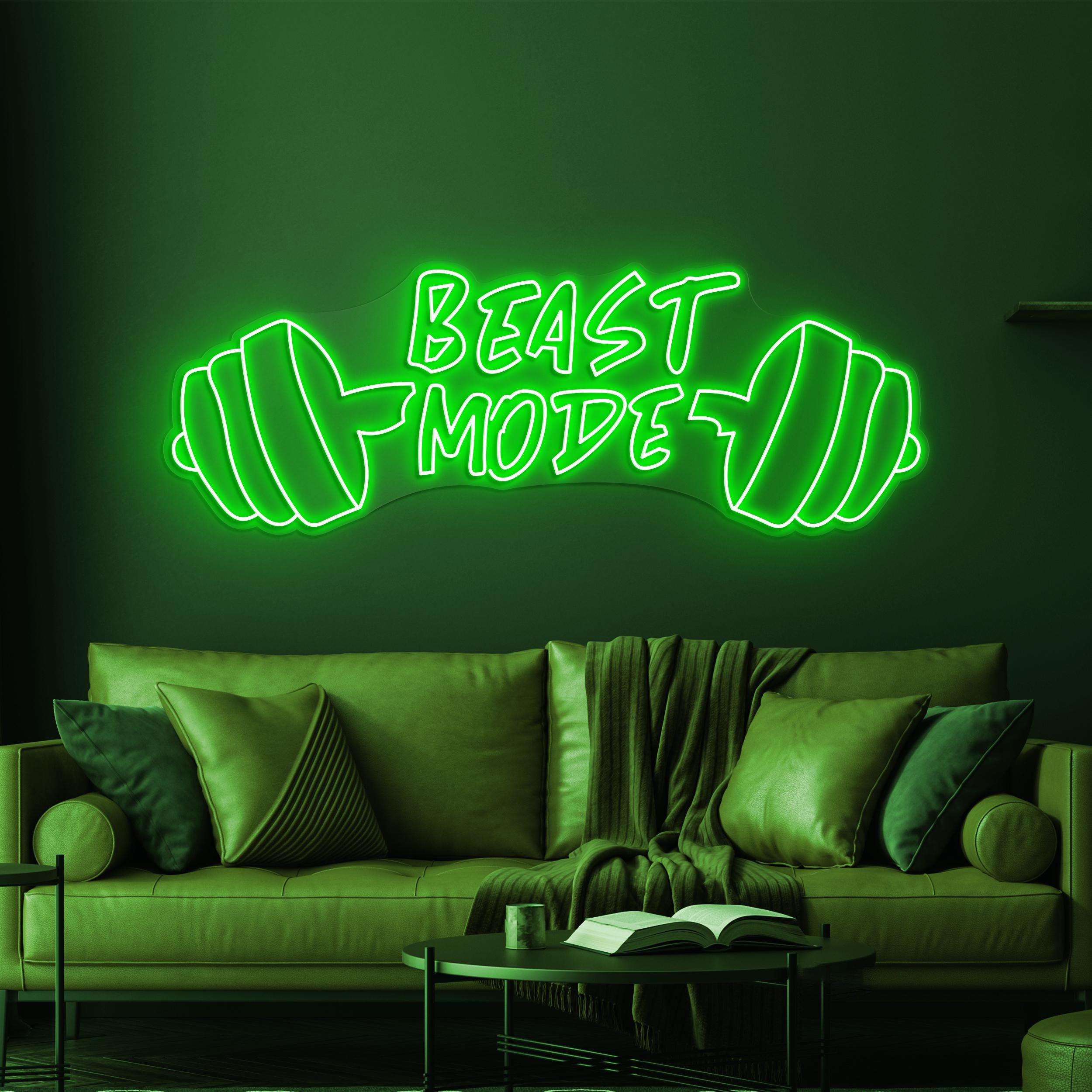Beast Mode Neon Sign, Beast Mode LED Light, Gym Wall Decor, Dumbbell Wall Art, Fitness Neon Sign, Workout Wall Light, Gift For Gym Lover