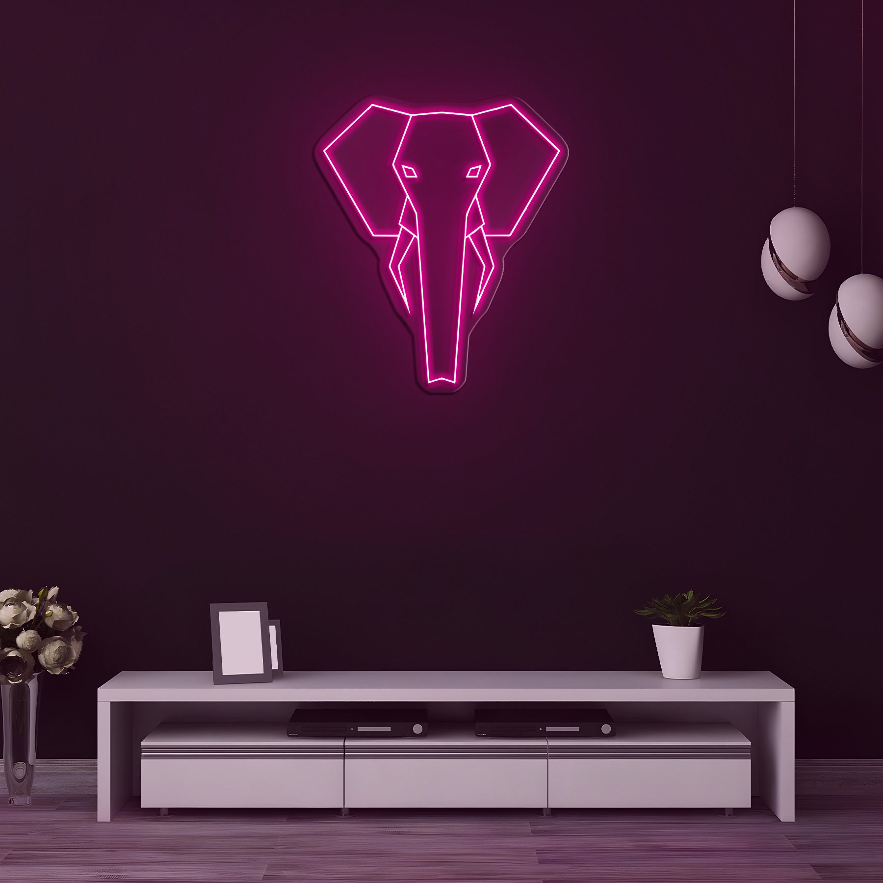 Geometric Elephant Neon Sign, Elephant LED Light for Living Room, Neon Wall Art, Bedroom, Office Decor, Kids Room Decoration, Party decor