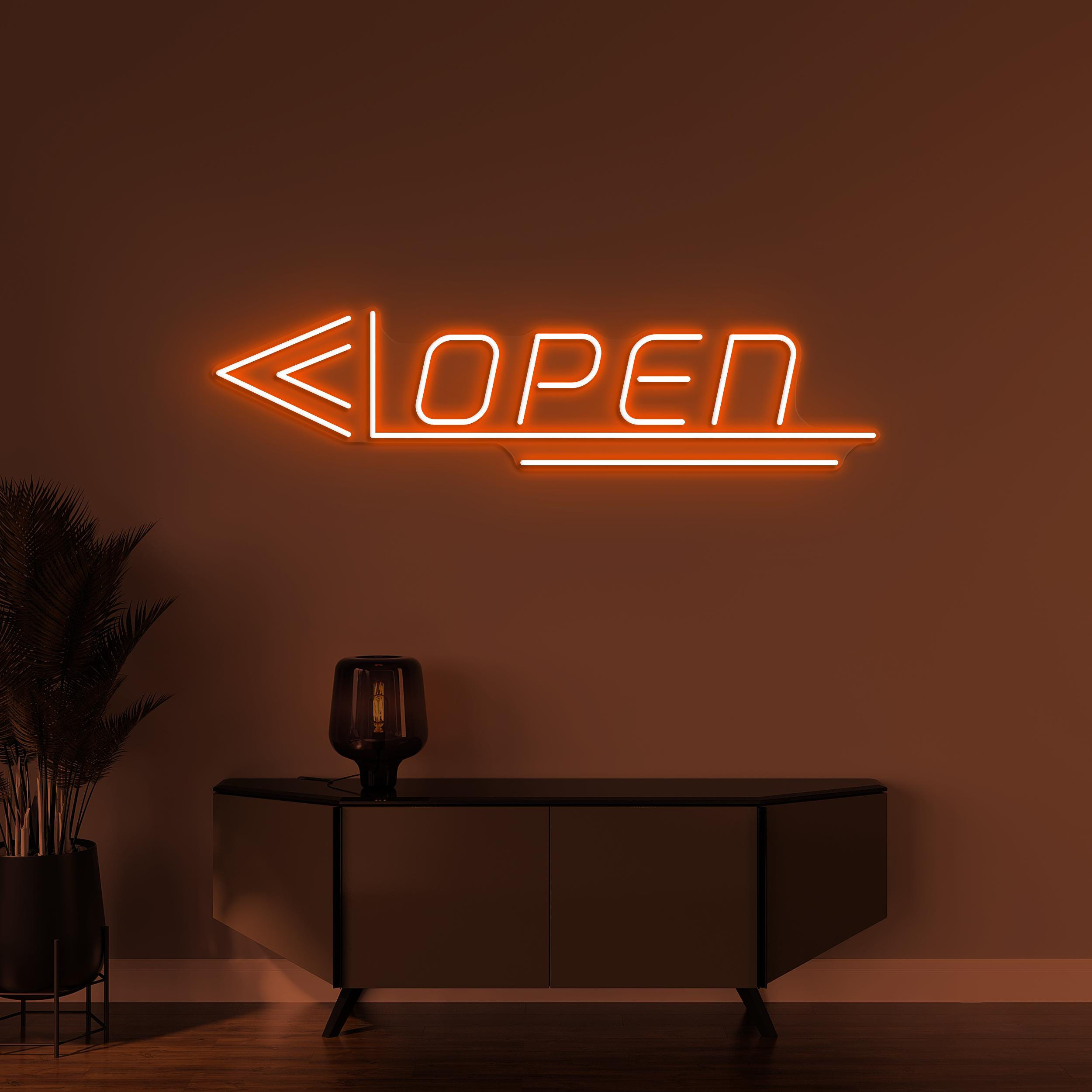 Open Neon Sign, Open LED Light, Open Arrow Wall Decor, Business Logo Wall Art, Directional Open Neon Sign, Personalized Open Neon Sign