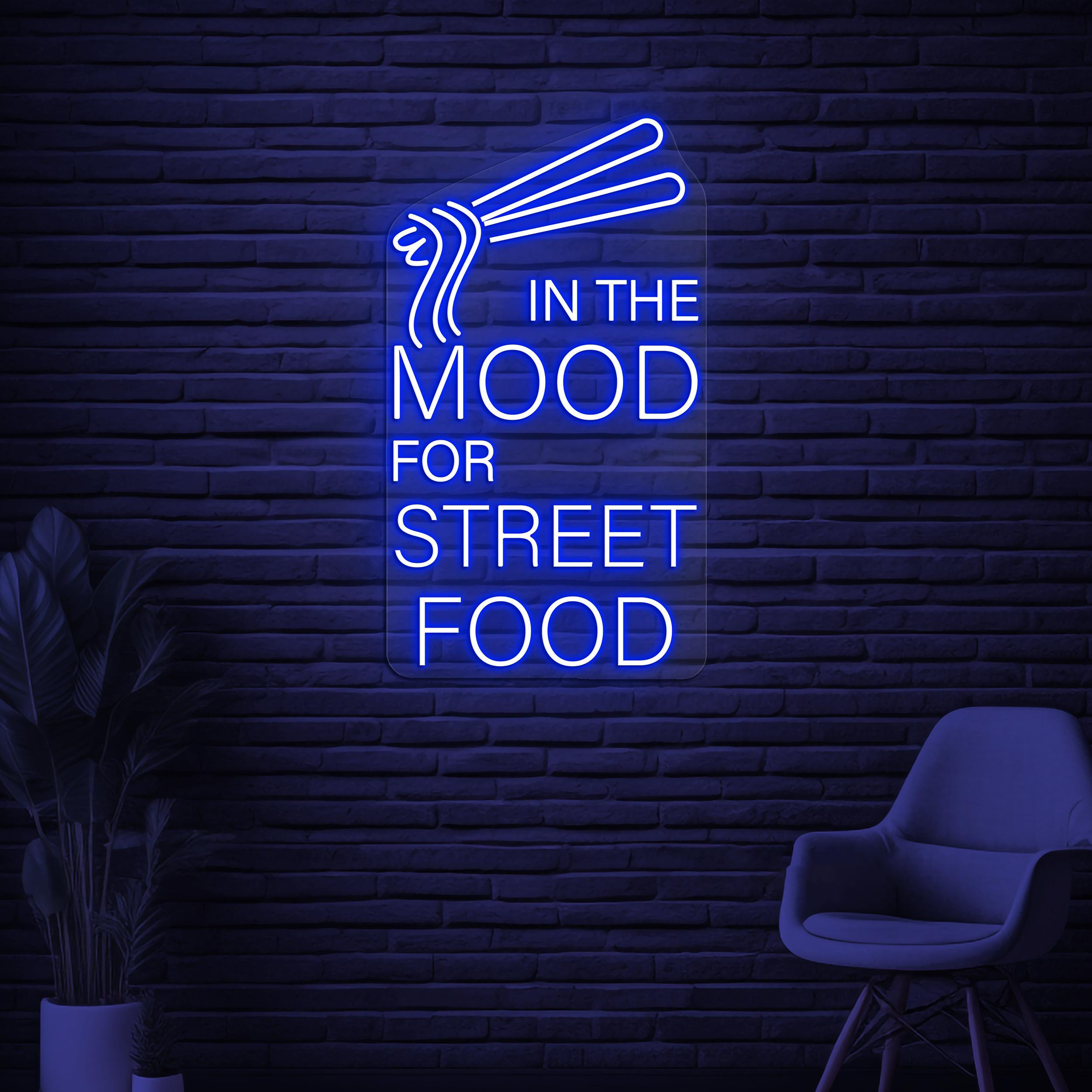 Street Food Neon Sign, In the Mood for Street Food Art, Restaurant Wall Decor, Street Food Shop Wall Art, Fast Food Restaurant Led Light