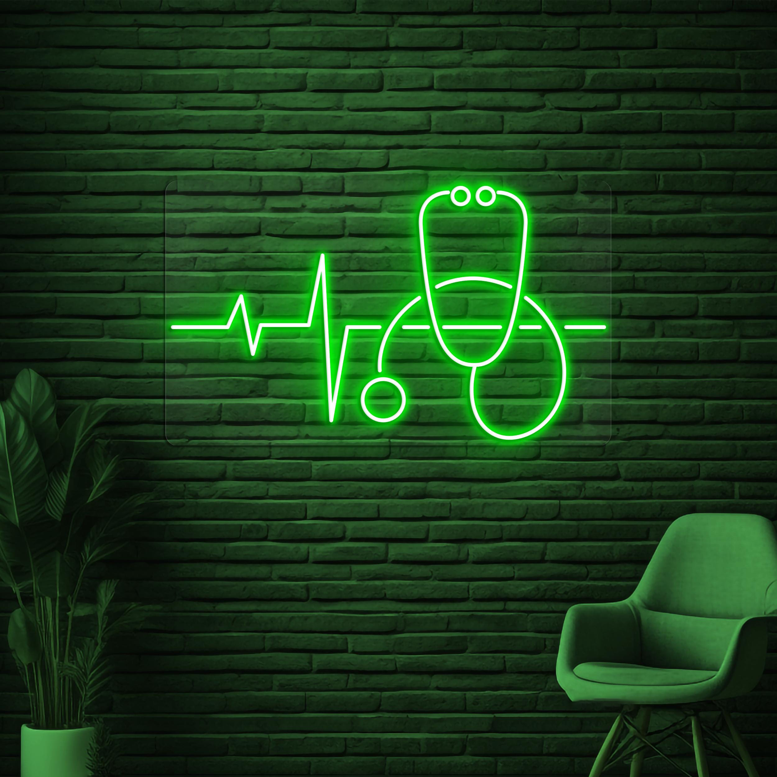 Stethoscope Neon Sign, Stethoscope Heartbeat LED Light, Hospital Wall Decor, Heartbeat Neon Art, Medical Room Wall Light, Doctor Office Sign