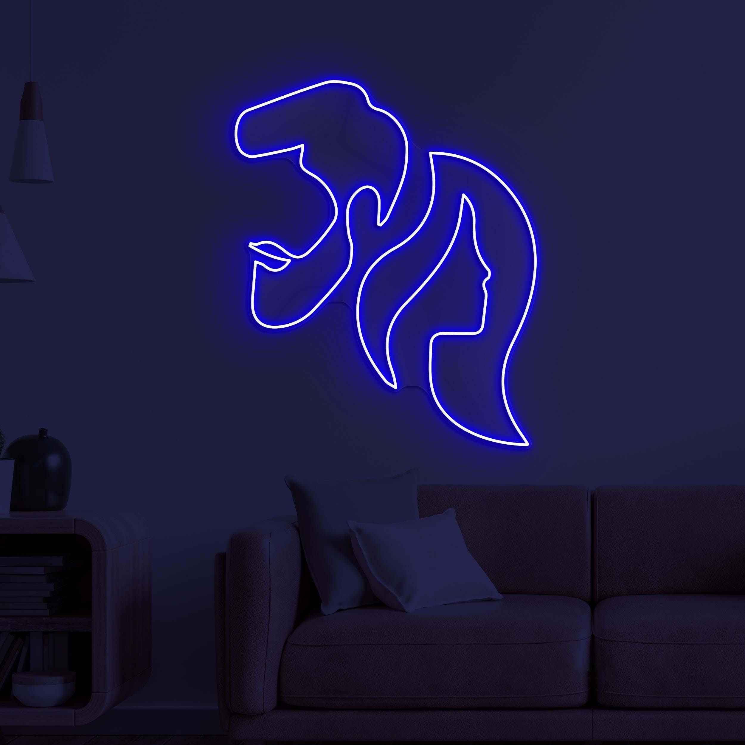 Couple Face Neon Sign, Couple Face LED Light, Love Outline Wall Decor, Silhouette Kiss Wall Art, Couple Room Neon Light, Home Wall Decor