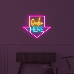 Order Here Neon Sign, Order Here LED Light, Arrow LED Sign, Restaurant Sign, Cafe, Food Shop, Store Decor, Business Art, Order Here Wall Art