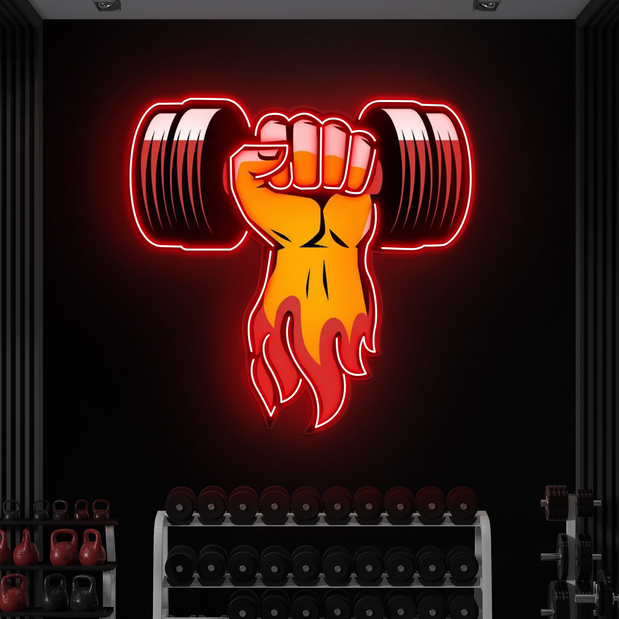 Arm with Dumbbell Neon Light, Motivational Gym Decor, Neon Pop Art, Gym Sign, Wall Hanging, Fitness Studio, Room, Shop, Business Decor, Gift