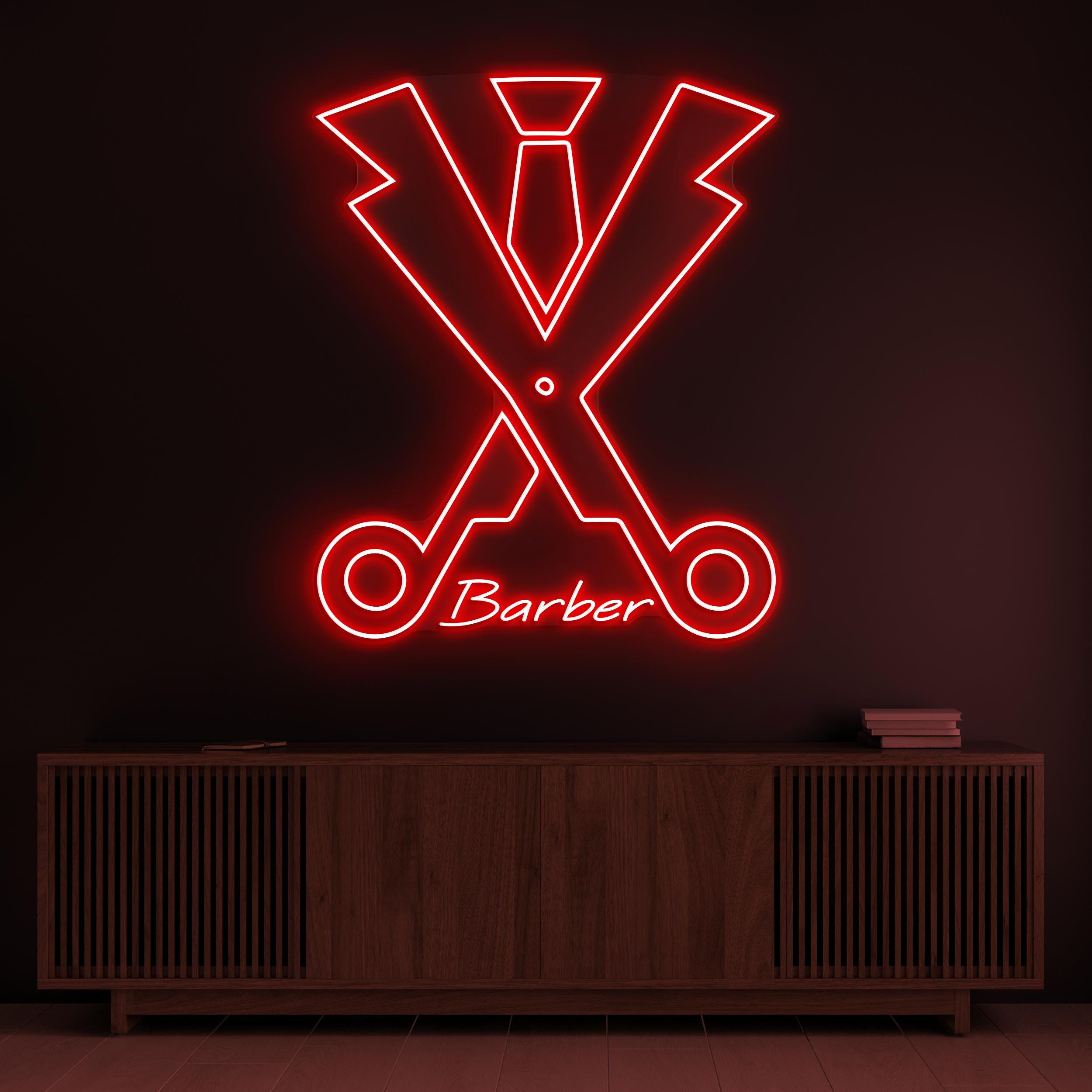 Barber Neon Sign, Barber LED Light, Barber Shop Wall Decor, Suit Scissors Neon Light, Barber Suit Neon Art, Dapper Cut Decor, Custom Sign