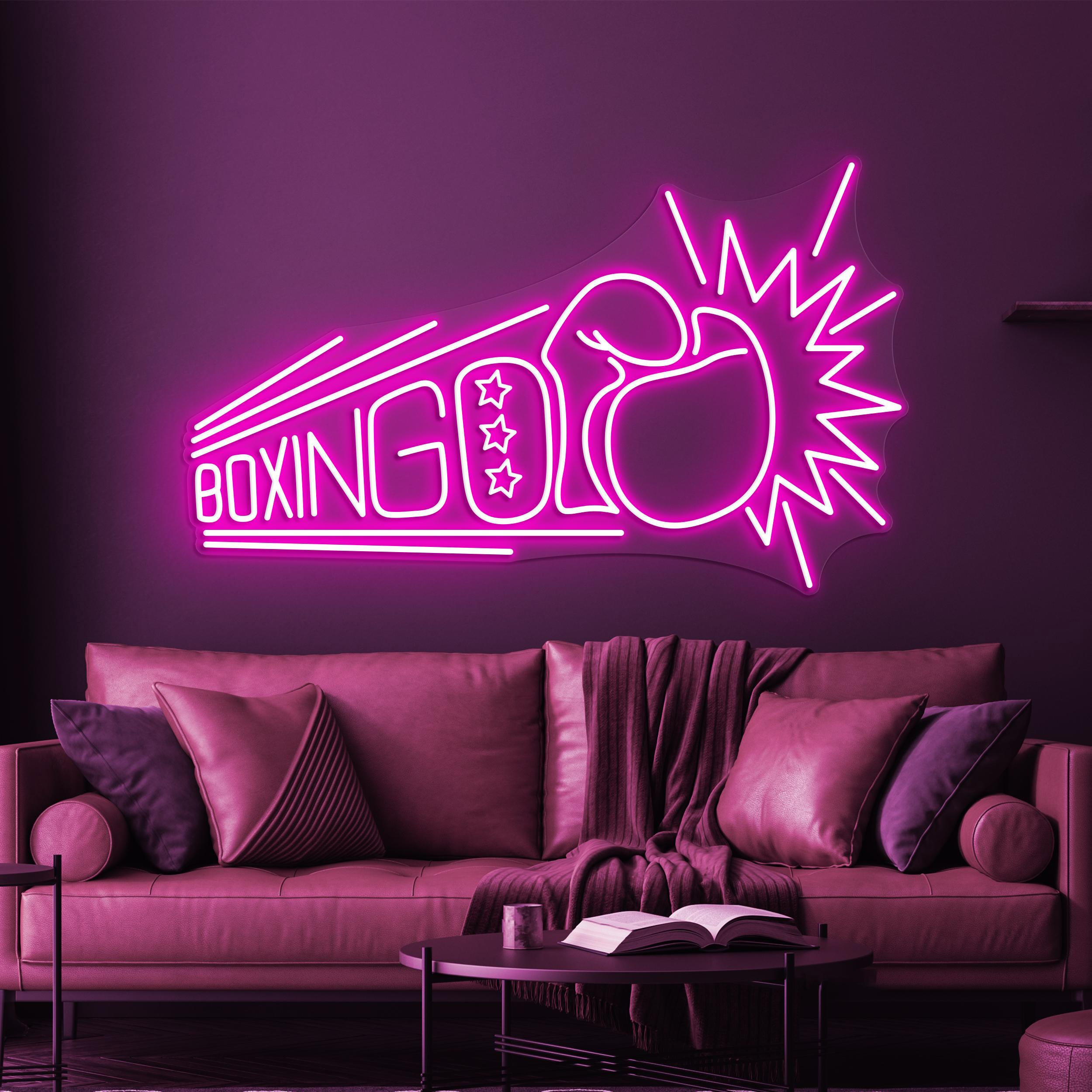 Boxing Glove Neon Sign, Boxing Glove LED Light, Gym Wall Decor, Knockout Wall Art, Boxing Club Sign, Boxing Lover Gift, Fight Night Light