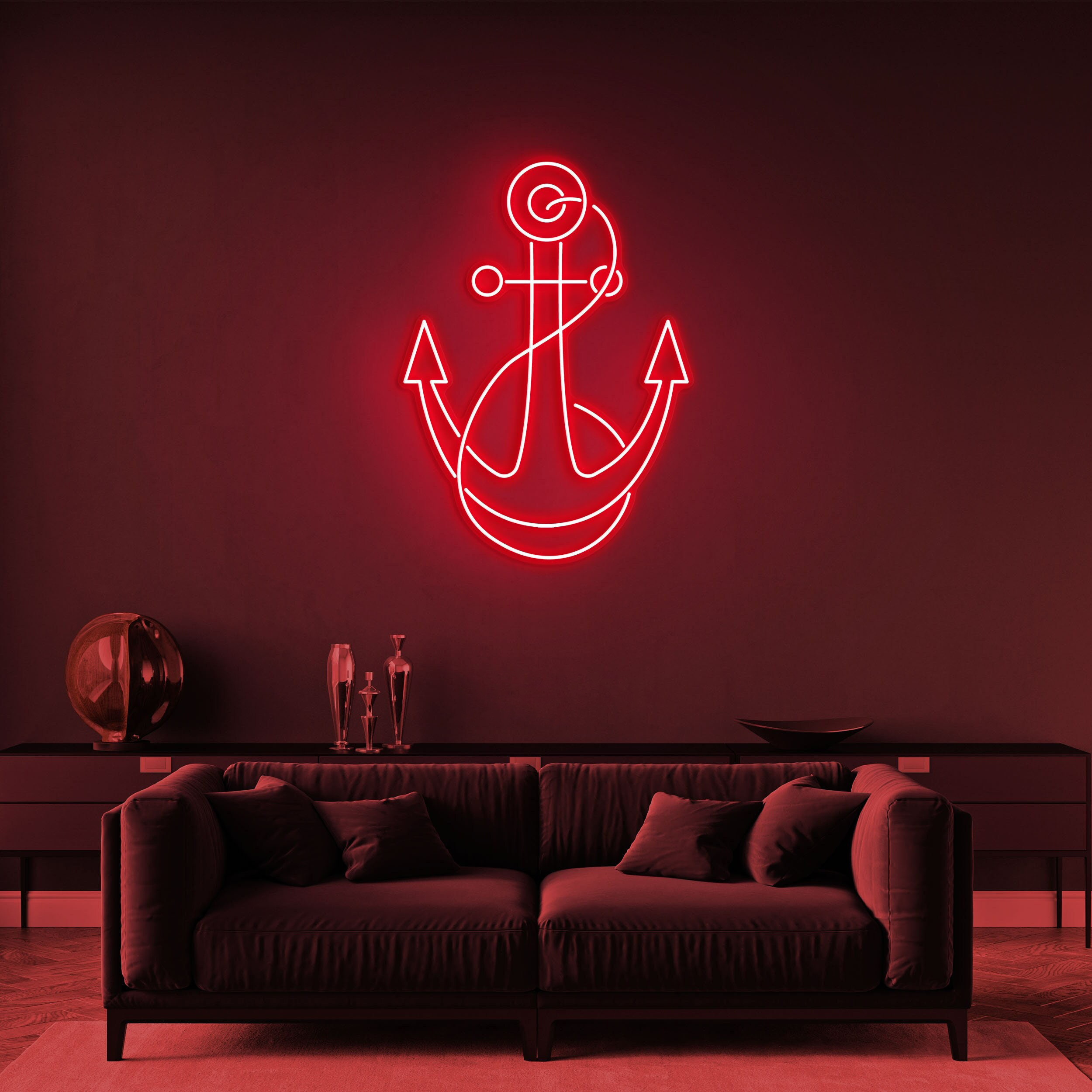 Anchor Neon Sign, Anchor Neon Light, Beach Club Decor, Sailor Bedroom Wall Art, Maritime Neon for Beach House Decoration, Gift, Party Decor