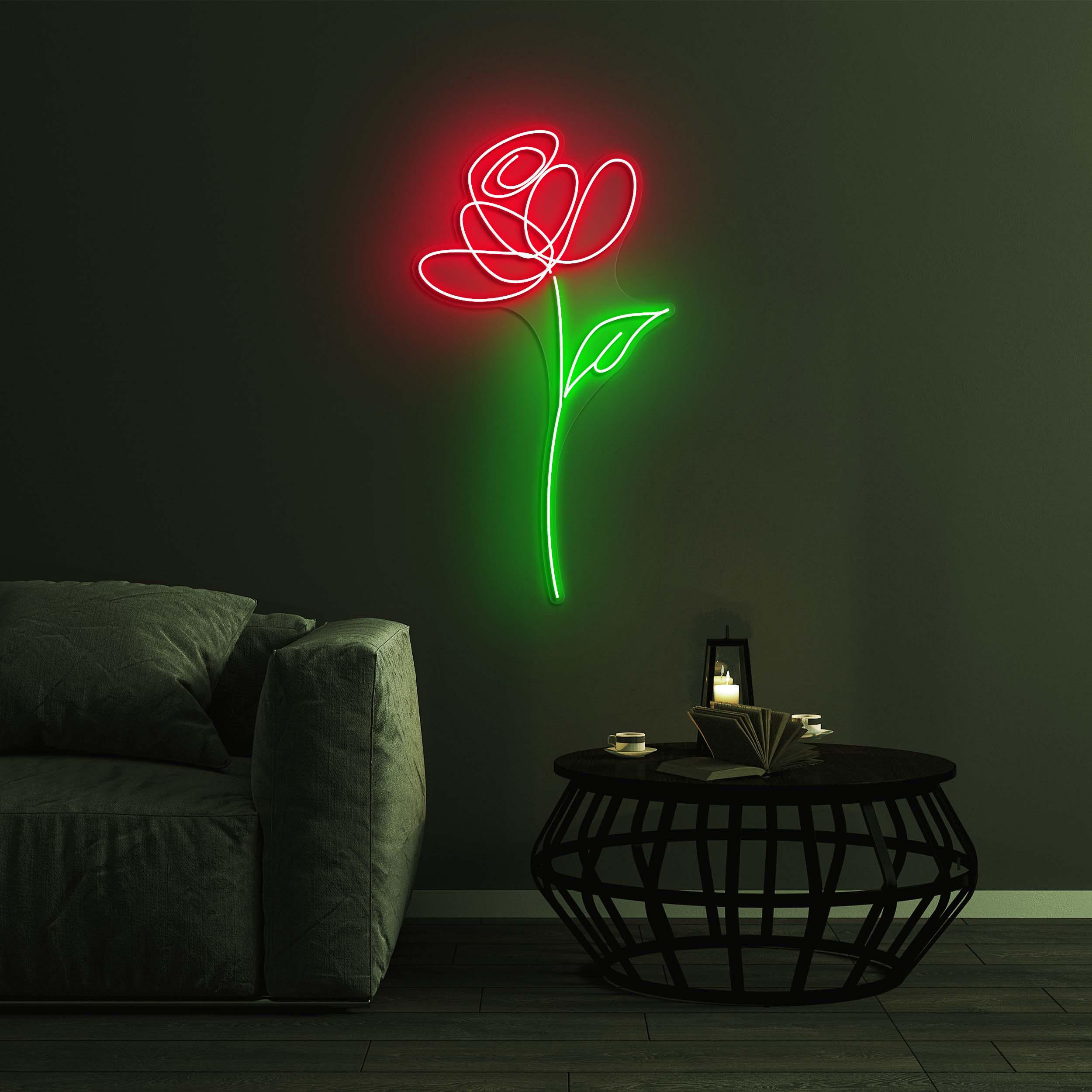 Rose Neon Sign, Rose Flower LED Light, Rose LED Neon Art, Home Wall Decor, Decoration for Party, Garden & Yard, Gift for Her, Custom Sign