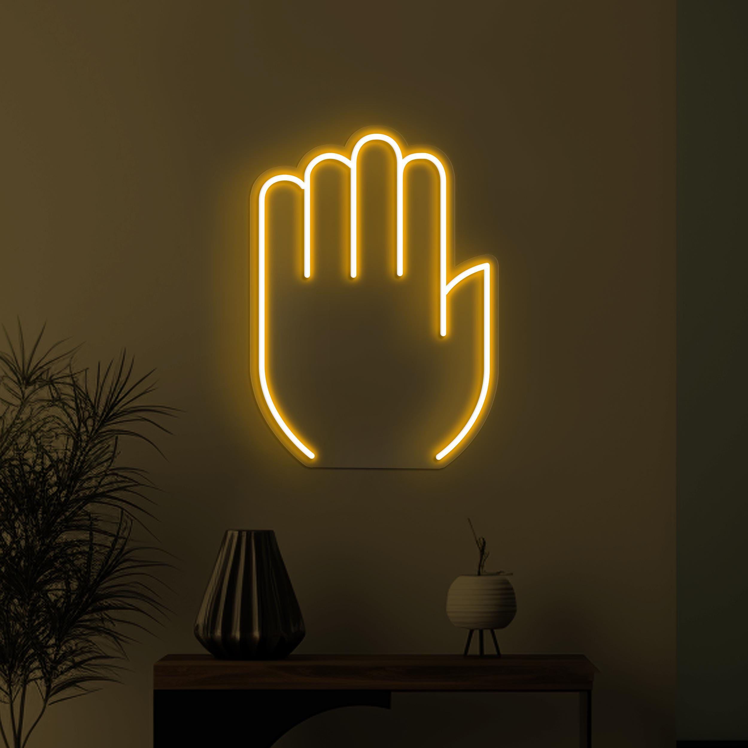 Hand Palm Neon Sign, Hand Palm LED Neon Art, Stop Hand LED Light, Halt Neon Sign, Home Wall Decor, Personalized Neon Sign, Office Neon Light