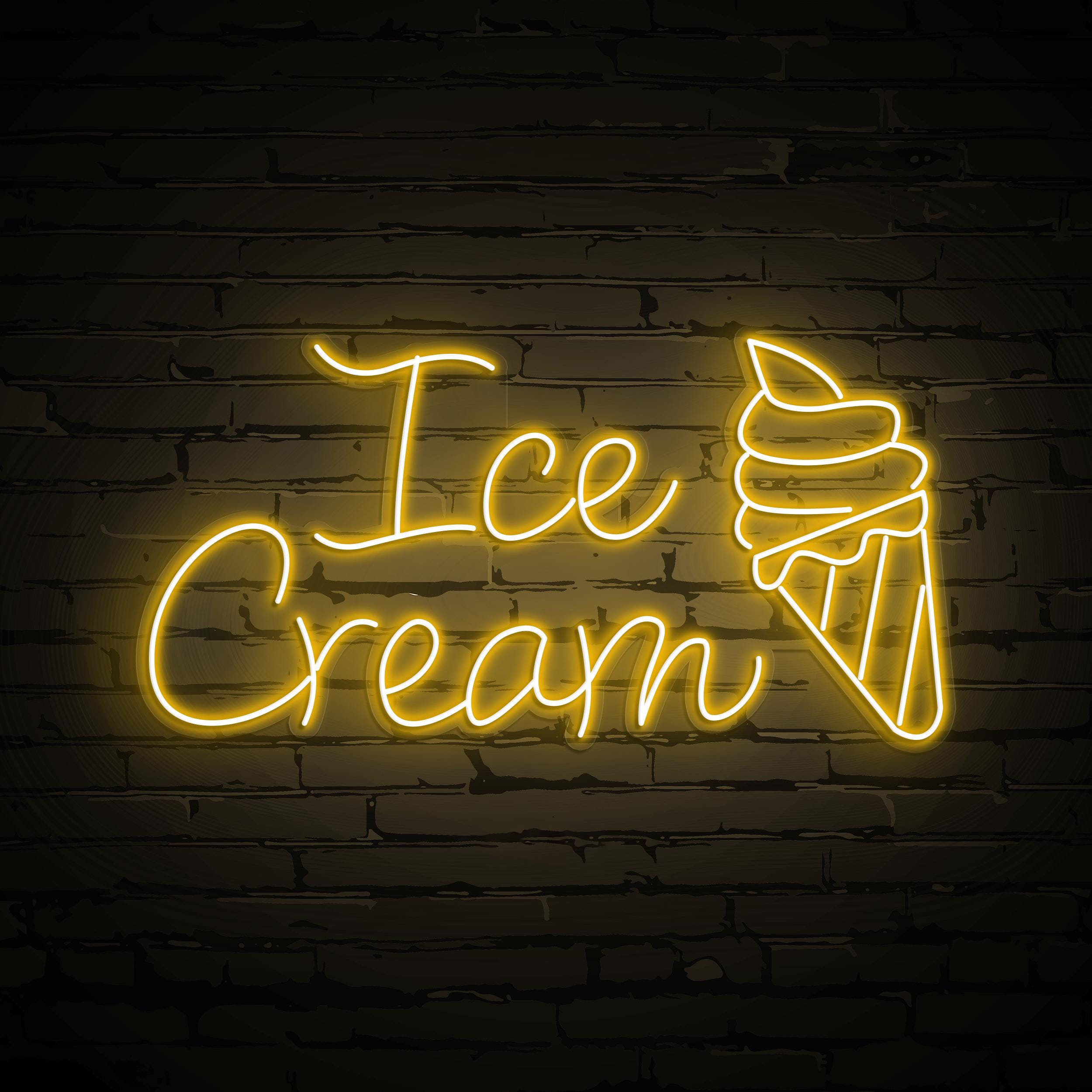 Ice Cream Neon Sign, Ice Cream LED Sign, Ice Cream Cone Wall Art, Ice Cream Neon Display, Decor for Ice Cream Shop, Cafe, Bar, Dessert Spot
