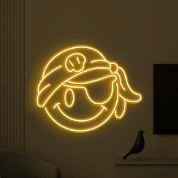 Pirate Smiley Face Neon Sign, Pirate Smiley Emoji LED Light, Smiley Face Wall Decor, Kids Room Wall Art, Pirate Emoji Sign, Bedroom Neon Art