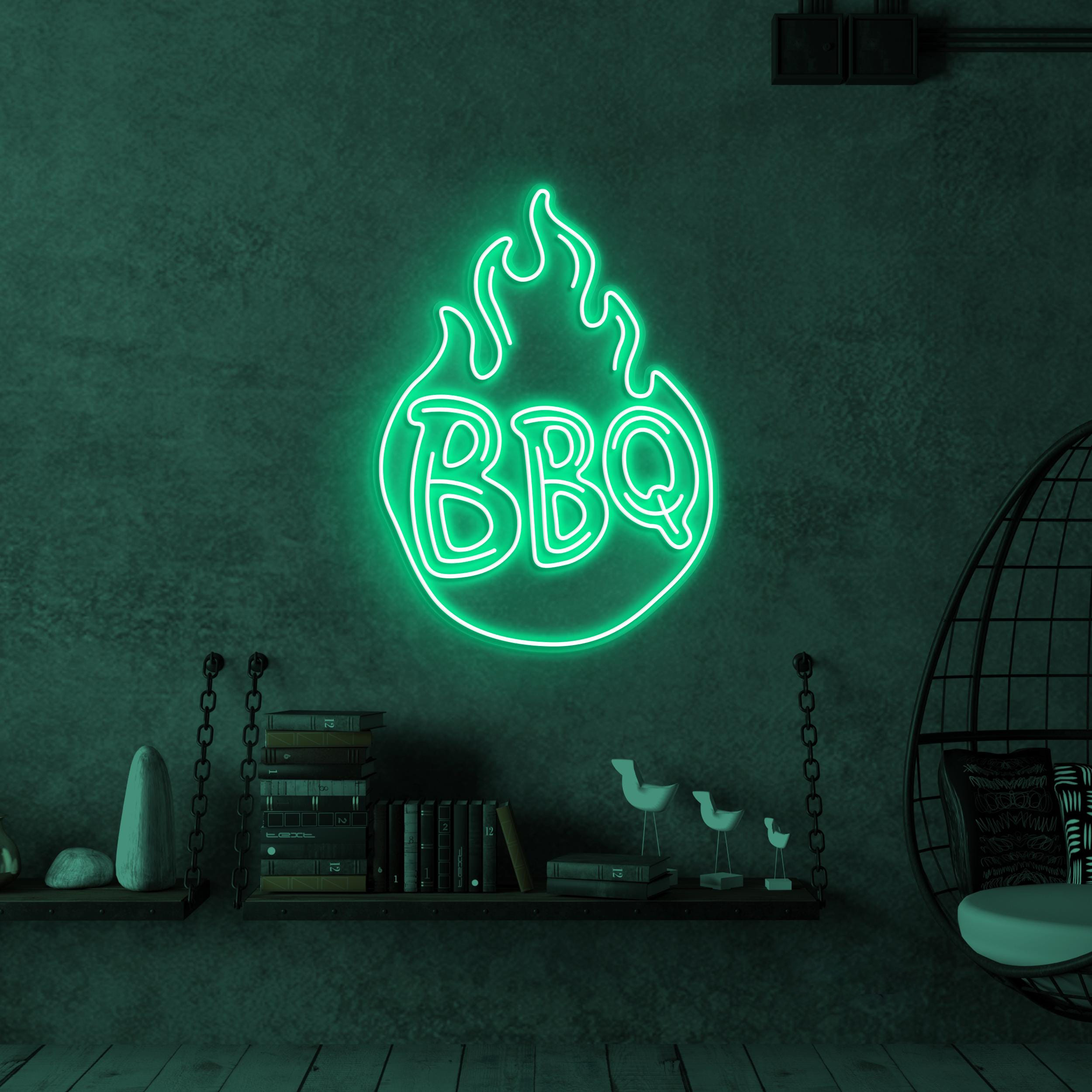 BBQ Neon Sign, BBQ Led Light, Restaurants Wall Decor, BBq Shop Wall Art, Grill Neon Sign, Personalized Grill Bar, Flaming BBQ Neon Art, Gift