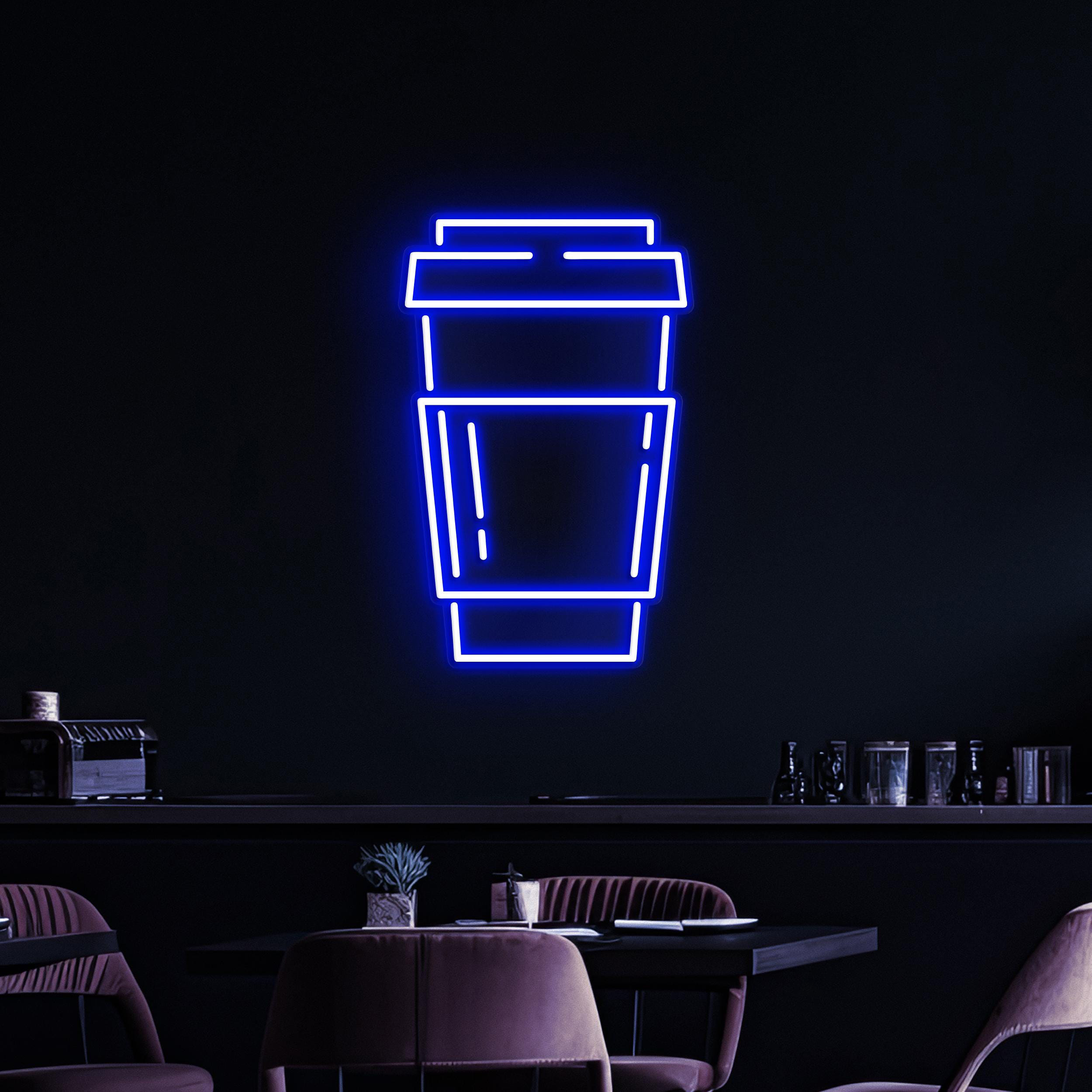 Coffee Cup Neon Sign, Coffee Cup LED Light, Coffee Shop Wall Art, Cafe and Bar Neon Light, Kitchen Wall Decor, Takeaway Coffee Neon Art