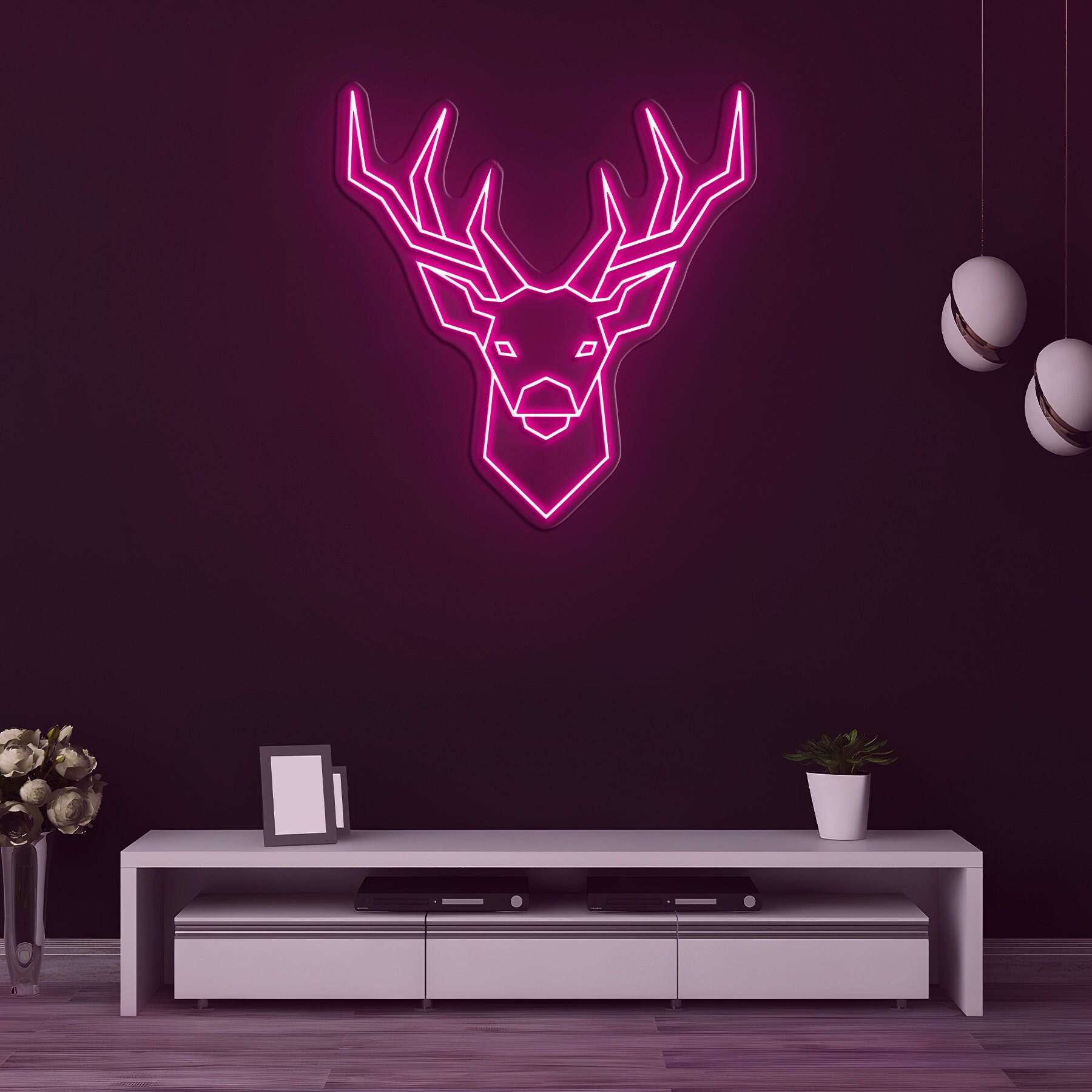 Geometric Deer Neon Sign, Deer Head LED Light, Deer Wall Art, Deer Neon Art Sign, Home Decor, Wall Decor for Living Room, Bedroom, Man Cave