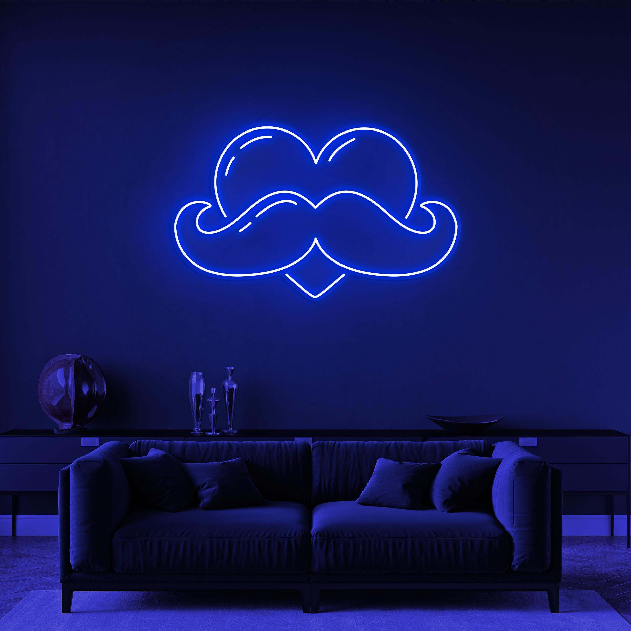 Moustache Heart Neon Sign, Father's Day Gift, Moustache Wall Light, Custom Neon Sign, Room Decor, Perfect Gift Idea for Dad, Neon Wall Art