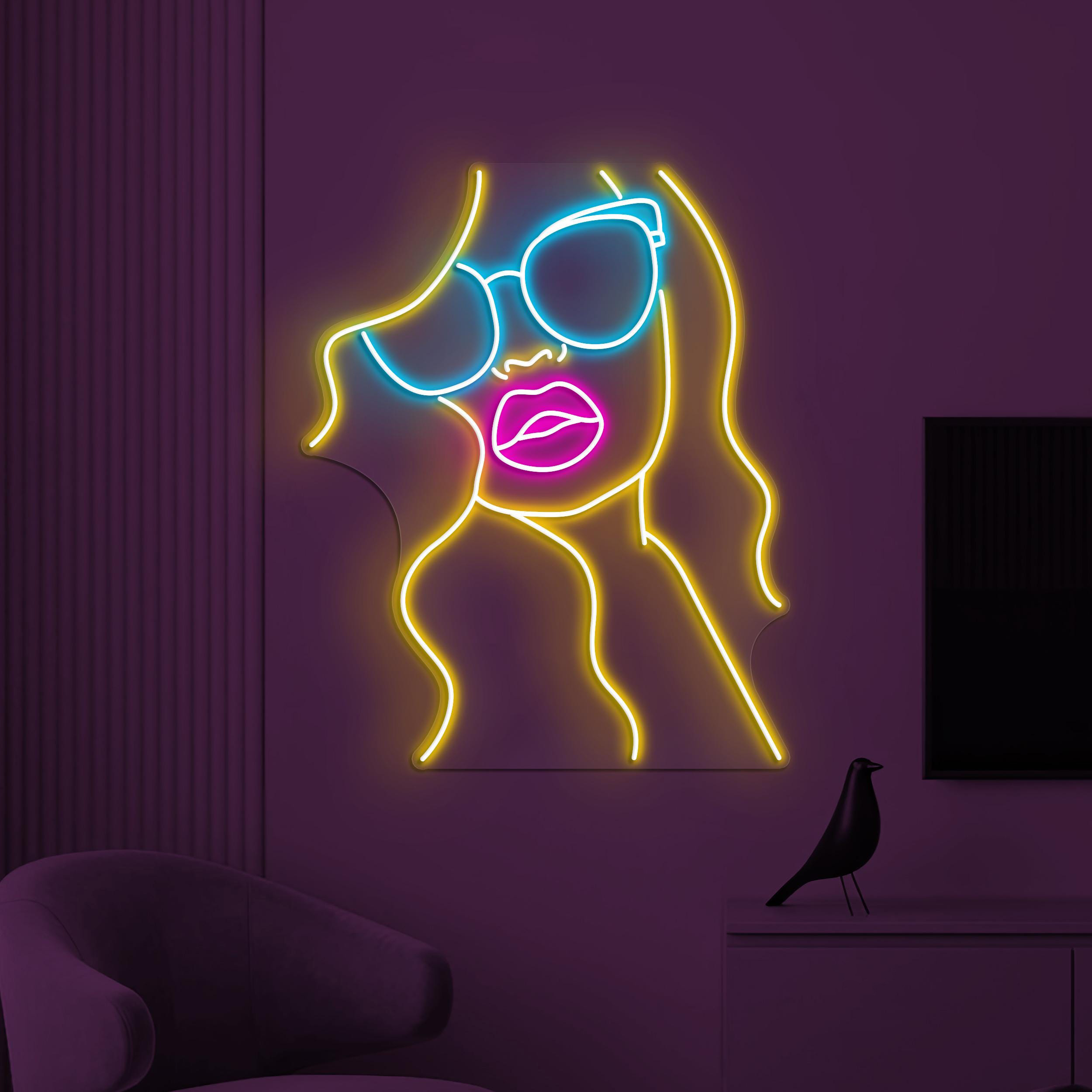 Girl With Glasses Neon Sign, Girl With Glasses LED Light, Beauty Girl Wall Decor, Girl Room Wall Art, Glam Neon Light, Salon Neon Decor