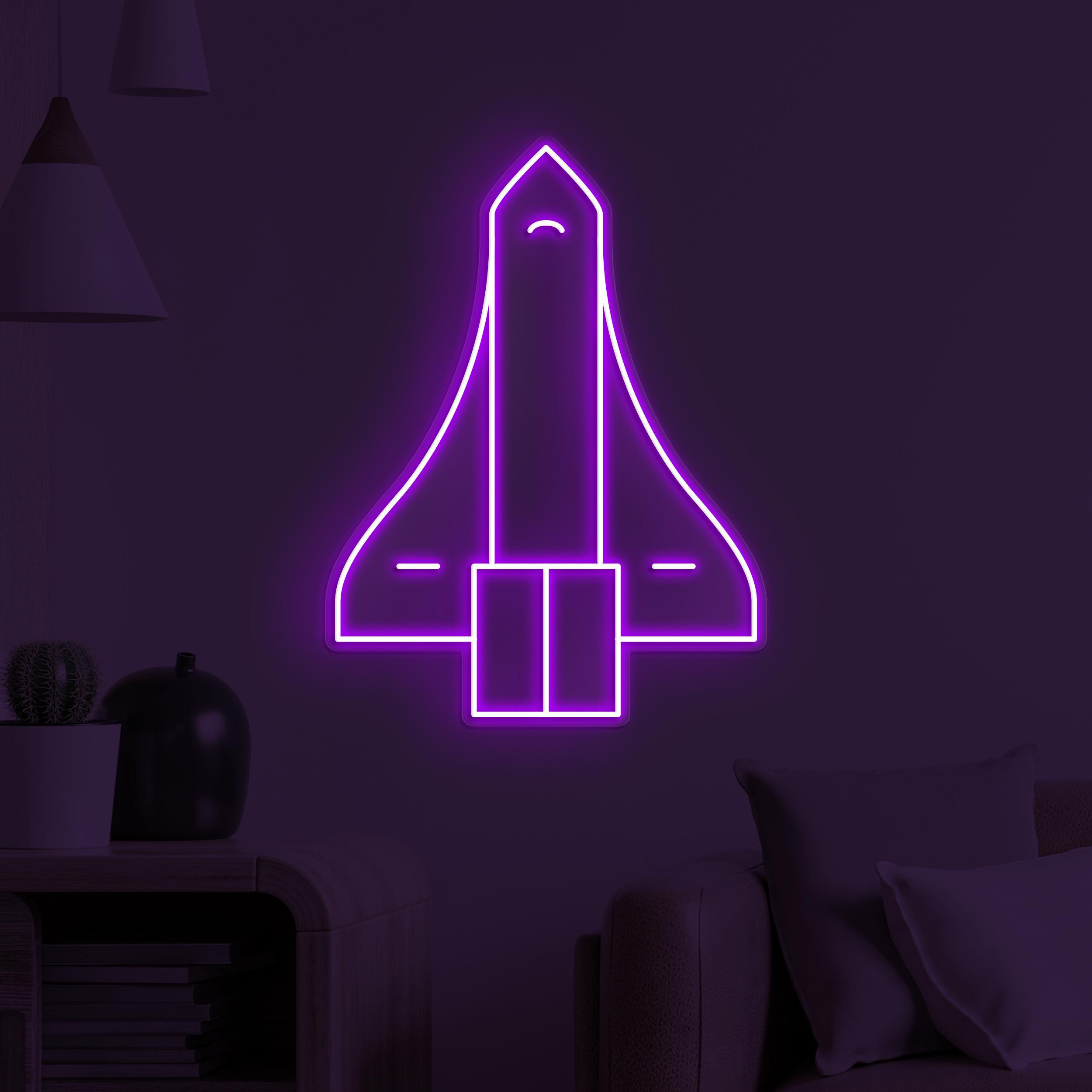 Space Shuttle Neon Sign, Space Shuttle LED Light, Rocket Ship Wall Art, Space Flight Sign, Kids Room Wall Decor, Gaming Room Neon Light