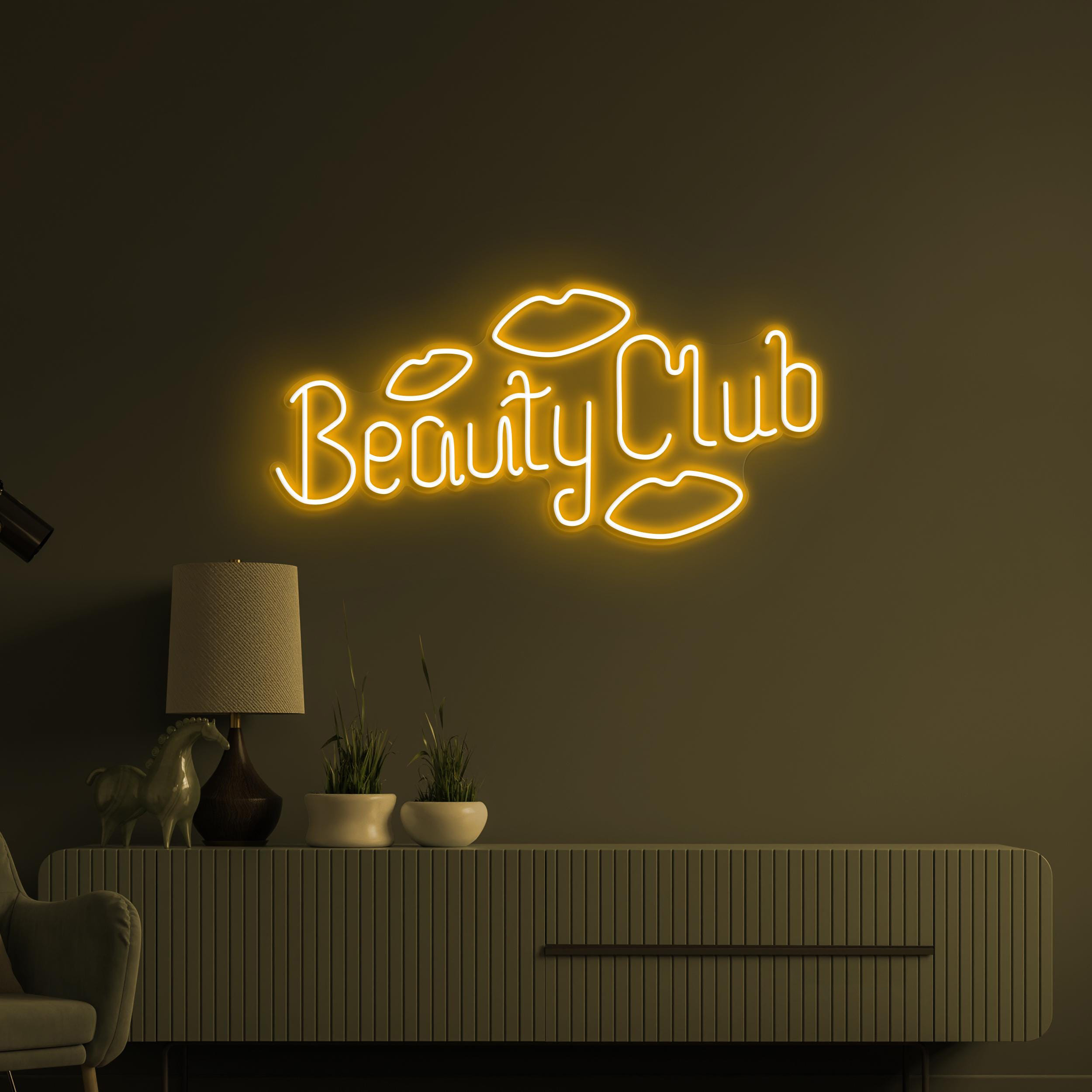 Beauty Club Neon Sign, Beauty Club LED Light, Beauty Salon Wall Decor, Romantic Wall Art, Girls Room Neon Sign, Personalized Gift for Girls