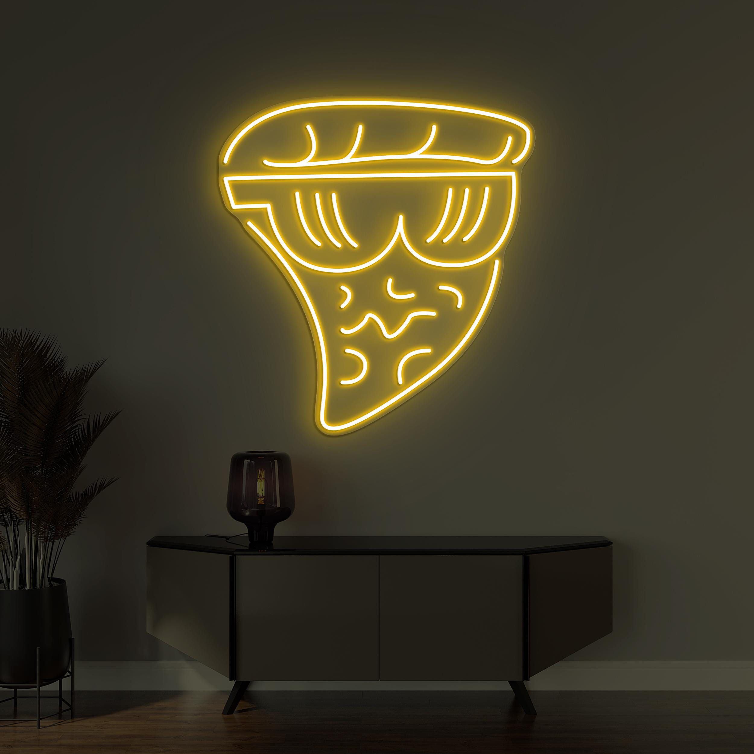 Pizza Slice Neon Sign, Pizza Slice With Sunglasses Light, Custom Neon Sign, Fast Food Restaurant Wall Decor, Kitchen Decor, Pizza Lover Gift
