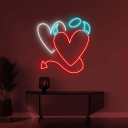 Devil Heart Neon Sign, Devil Heart LED Light, Angel and Devil Hearts Decor, Demon Heart Sign, Holo Neon Decor, Decor for Wedding, Shop & Bar