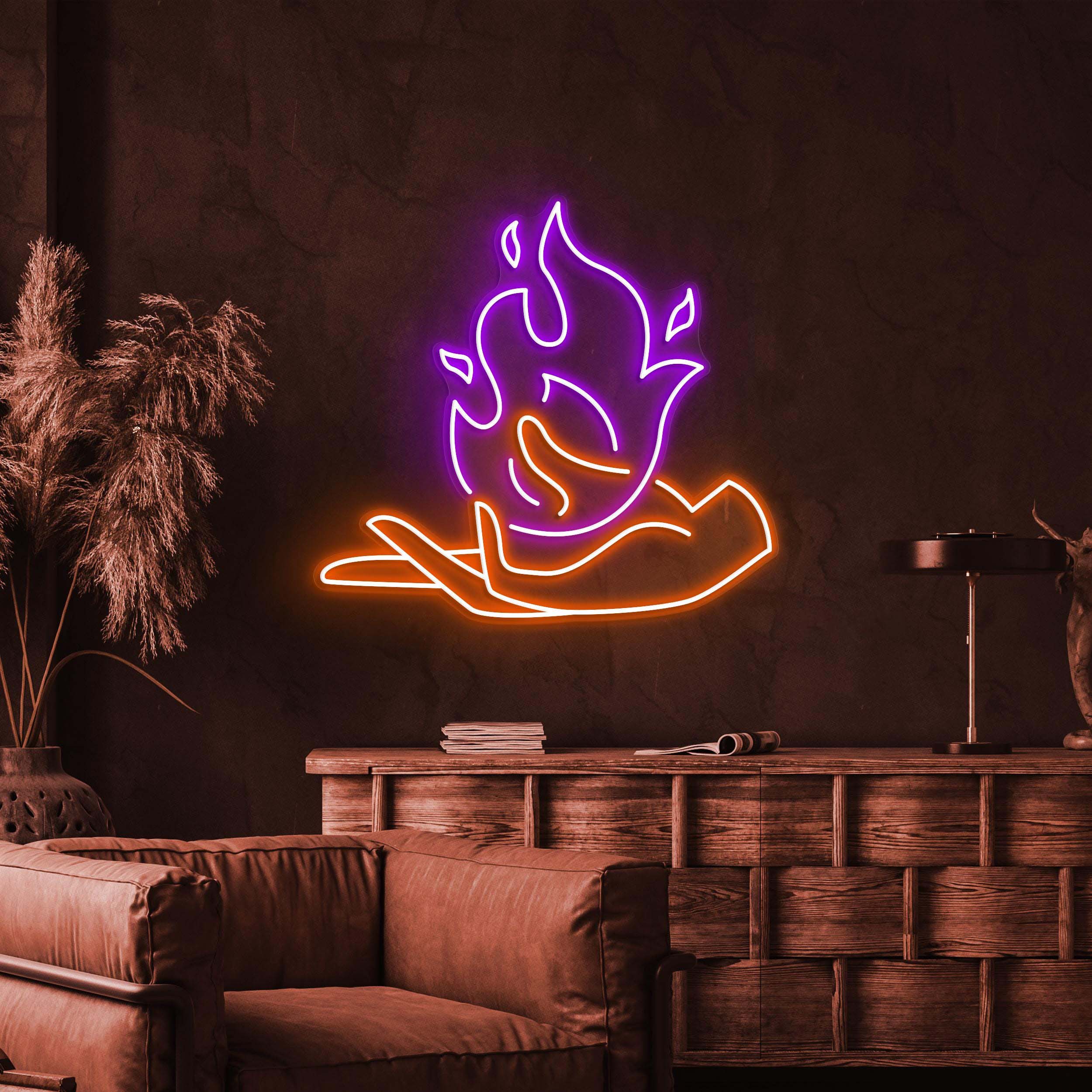 Fire in Hand Neon Sign, Fire in Hand LED Light, Fire in Hand Wall Decor, Burning Hand Wall Art, Flame in Hand Art, Party, Home & Room Decor