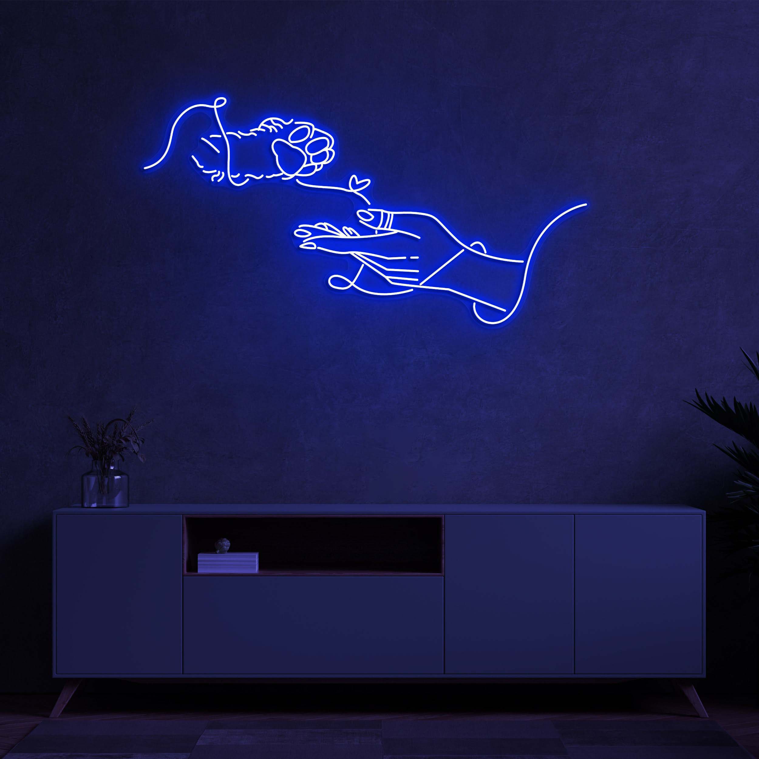Paw and Hand LED Neon Sign, Kitty Paw and Hand Light, Love Symbol LED Neon Sign, Cat Paw Neon Sign, Pet Lovers decor, LED Neon Wall Art