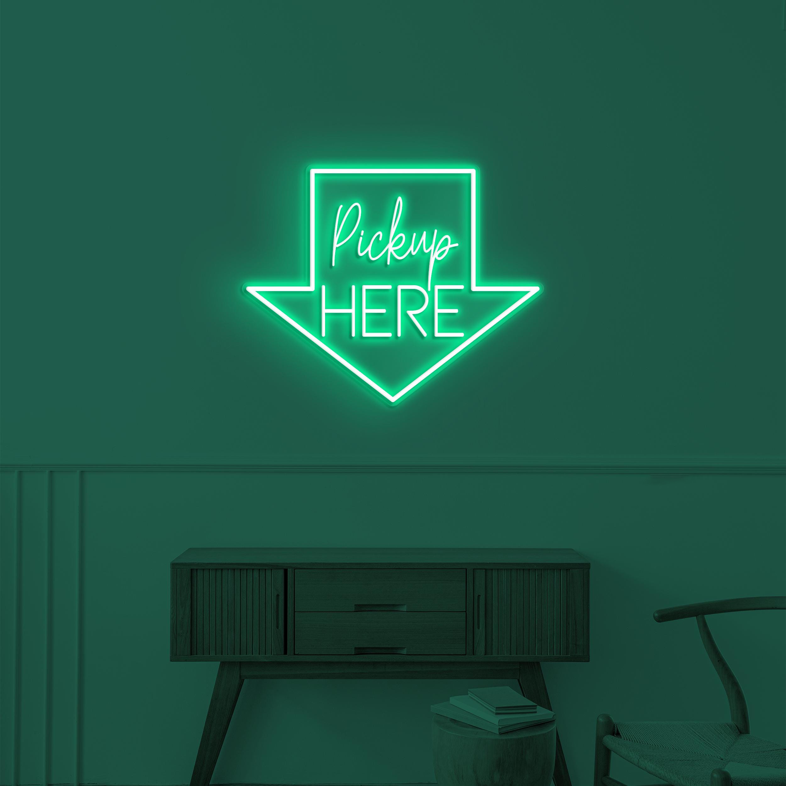 Pickup Here Neon Sign, Pickup Here LED Light, Arrow LED Sign, Pickup Here Art, Store, Food Shop, Cafe Decor, Restaurant Sign, Business Logo