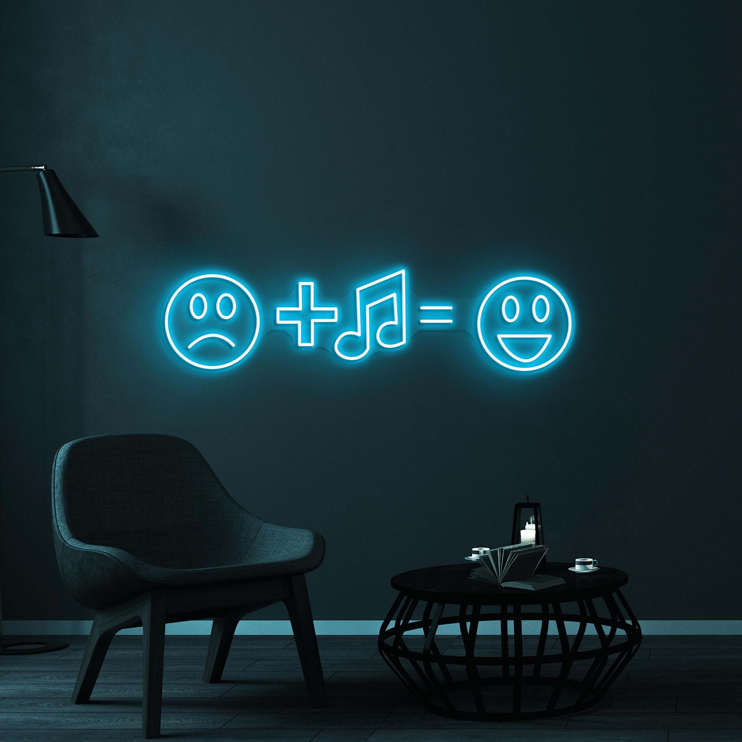 Emoji With Music Neon Sign, Music is the Answer LED Sign, Music Room Wall Decor, Sad and Happy Wall Art, Home Neon Light, Music Club Led Art