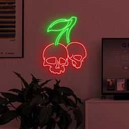 Skull Cherry Neon Sign, Skull Cherry LED Light, Cherry Wall Decor, Skeleton Head Neon Art, Party Sign, Horror House Decor, Fruit Shop decor