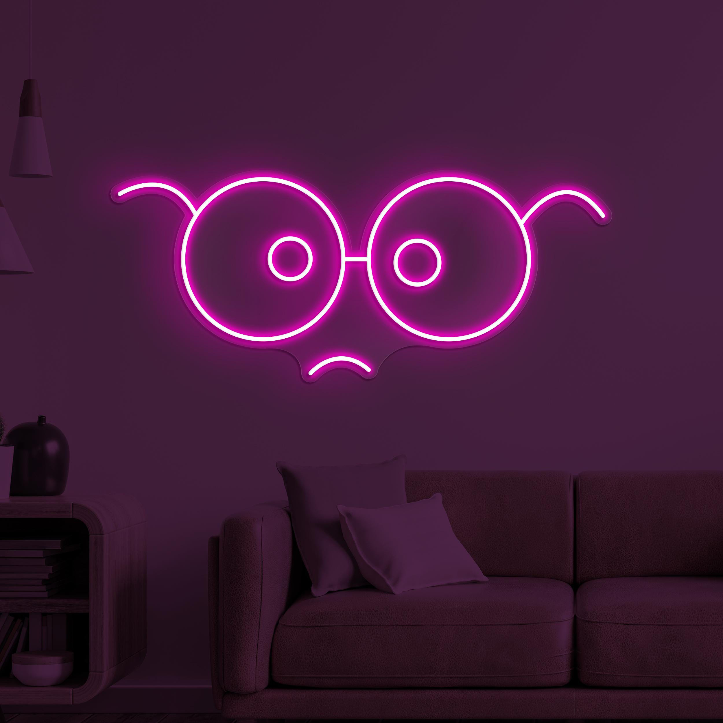 Glasses Face Neon Sign, Glasses Emoji LED Light, Sad Glasses Wall Decor, Led Neon Light, Kids Room Neon Sign, Glasses Shop Wall Decor, Gift